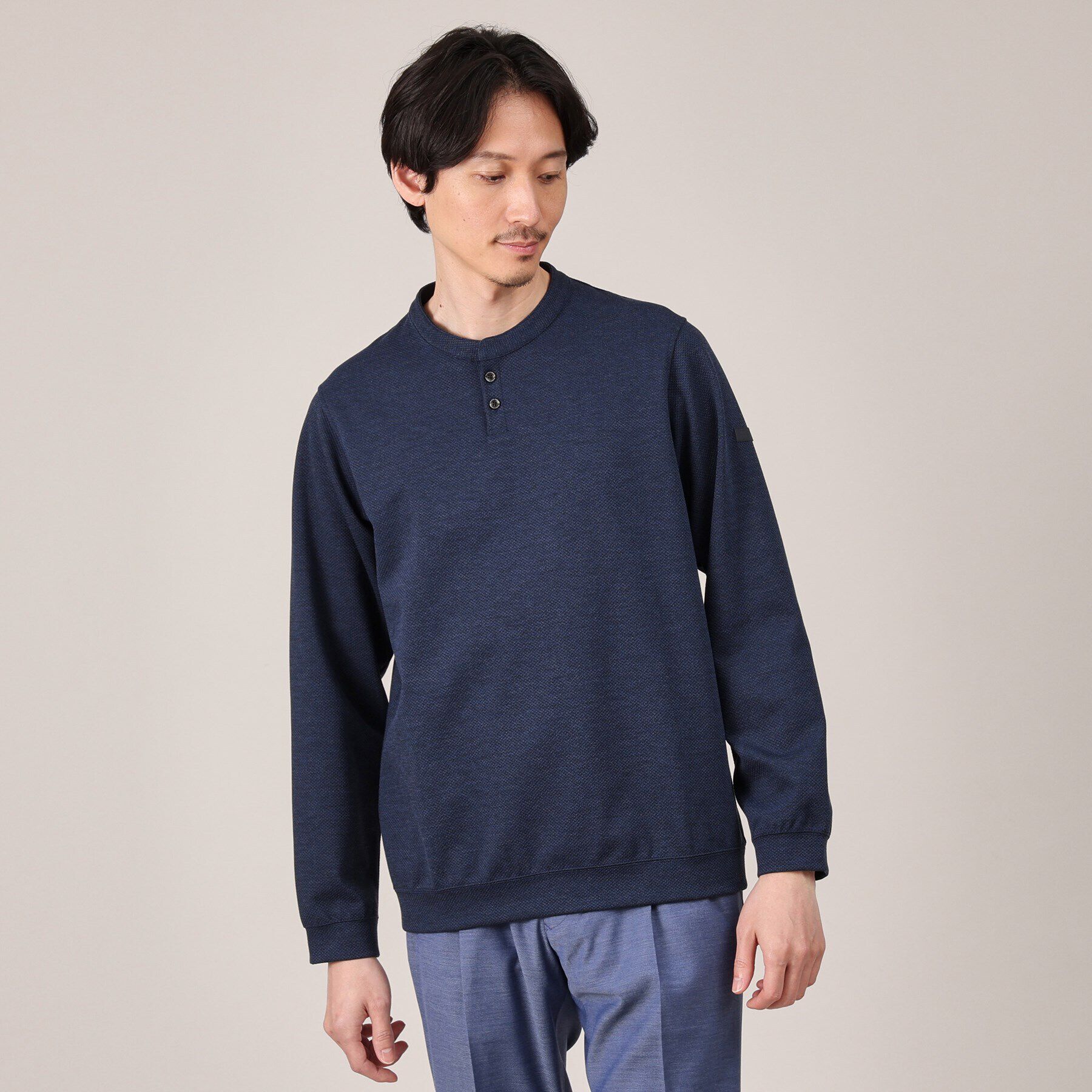 TAKEO KIKUCHI「メランジ ハニカム プルーバー」|Tシャツ・カットソー|ブルー(093)