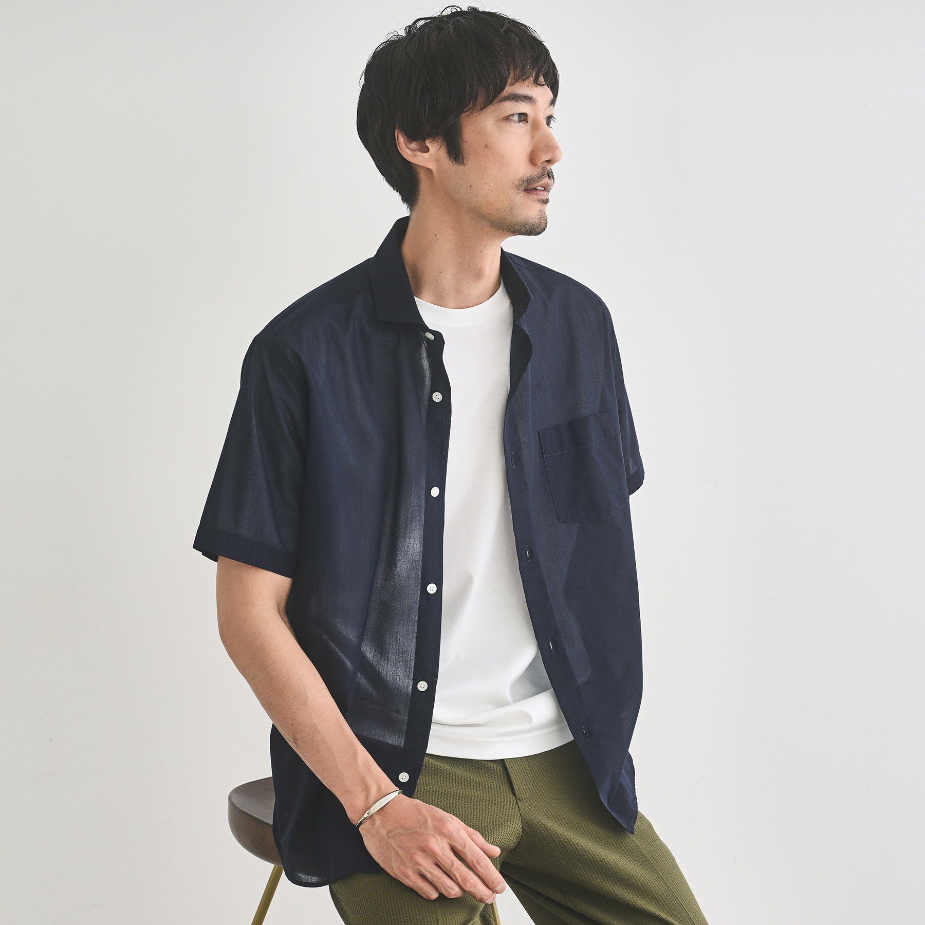 TAKEO KIKUCHI「ローン半袖シャツ」|シャツ・ブラウス|ネイビー(094)