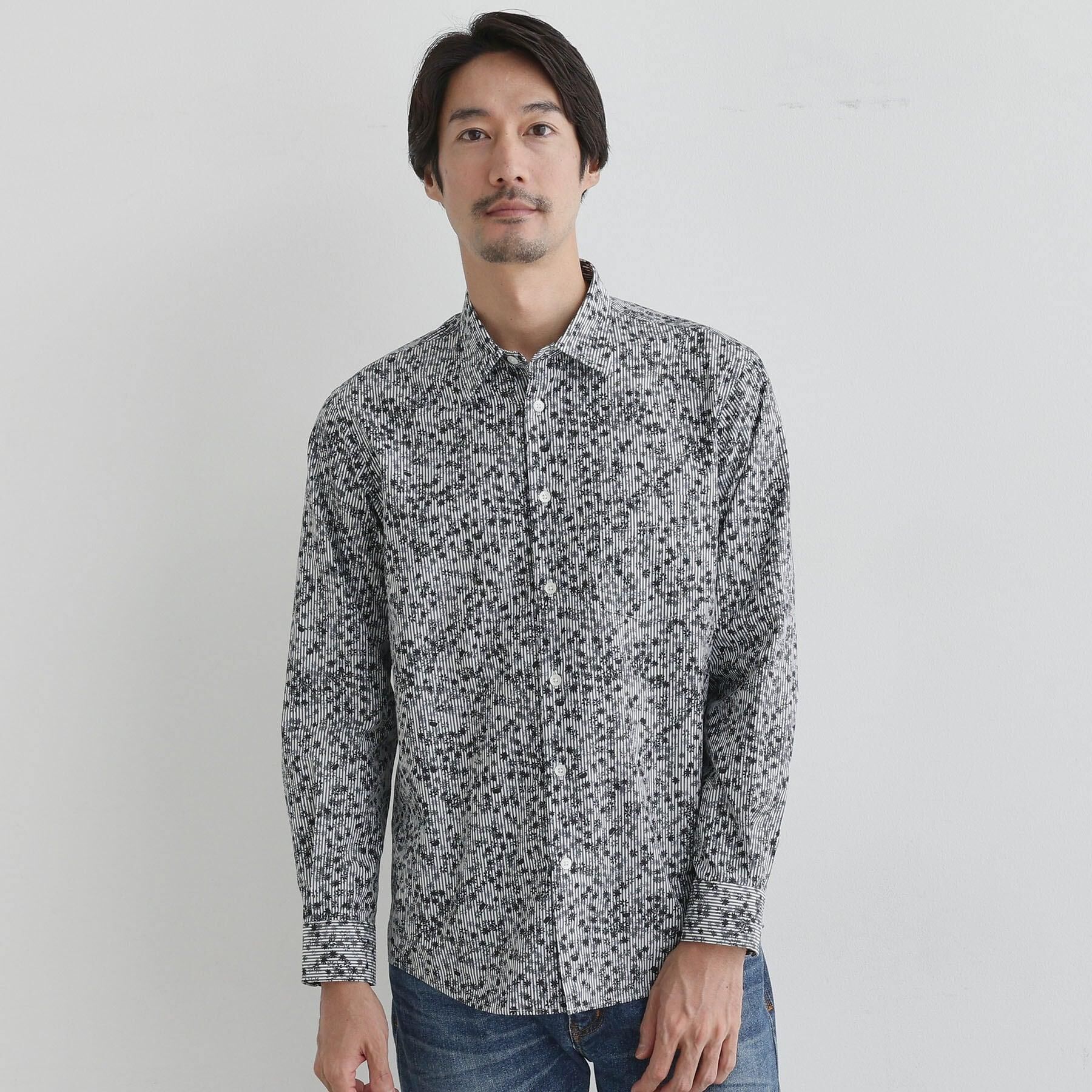 TAKEO KIKUCHI「ストライプ小花 長袖シャツ」|シャツ・ブラウス|