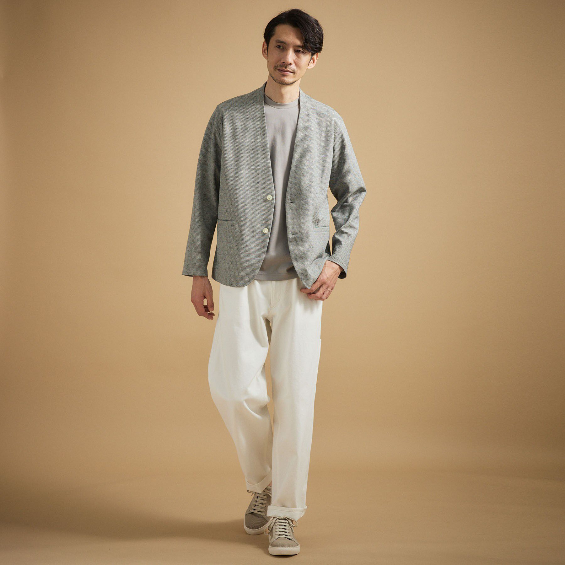 TAKEO KIKUCHI「【抗菌防臭】バーズアイメッシュノーカラージャケット」|ノーカラージャケット|