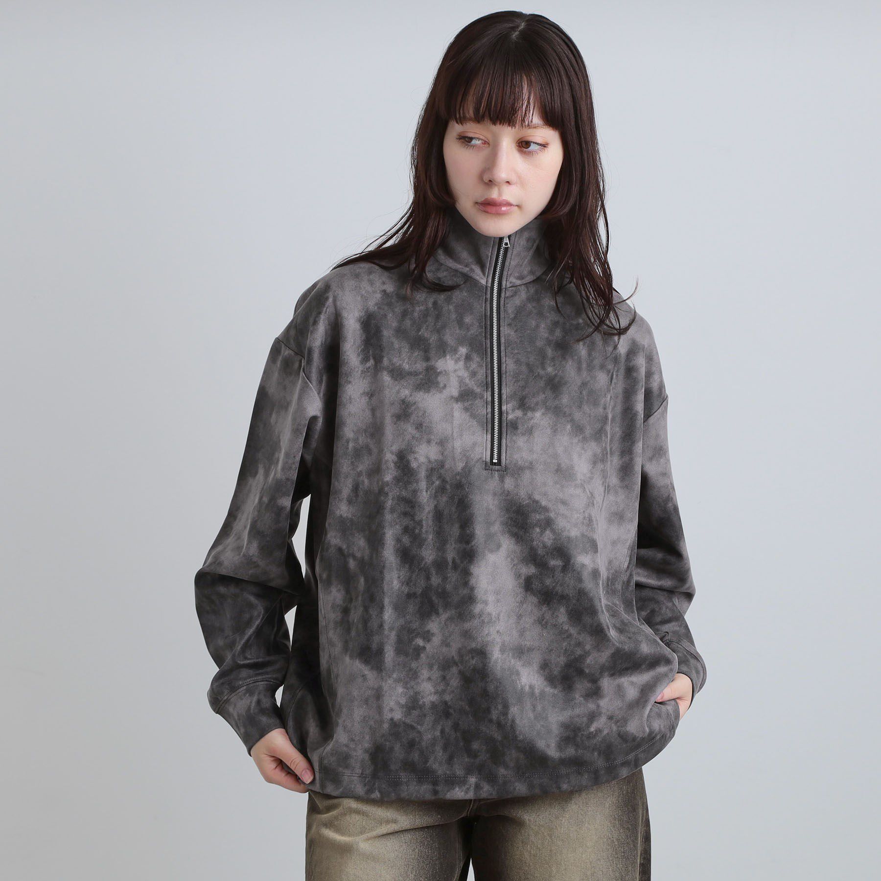 tk.TAKEO KIKUCHI「ヴィンテージライクプリント ハーフジッププルオーバー」|Tシャツ・カットソー|