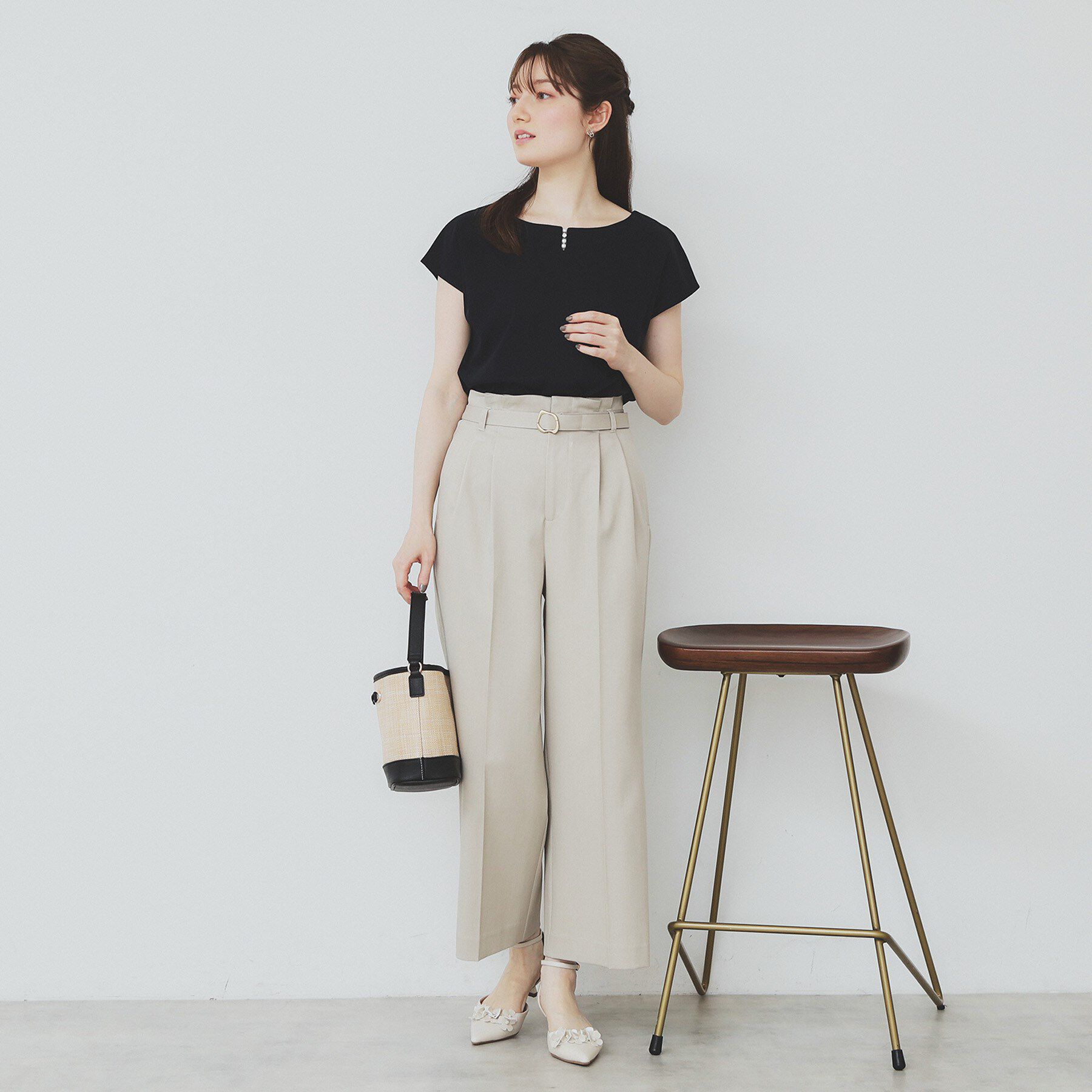 index「《6色展開/XS-3サイズ》キーネックビジュートップス【UV/接触冷感/洗濯機洗い可】」|Tシャツ・カットソー|