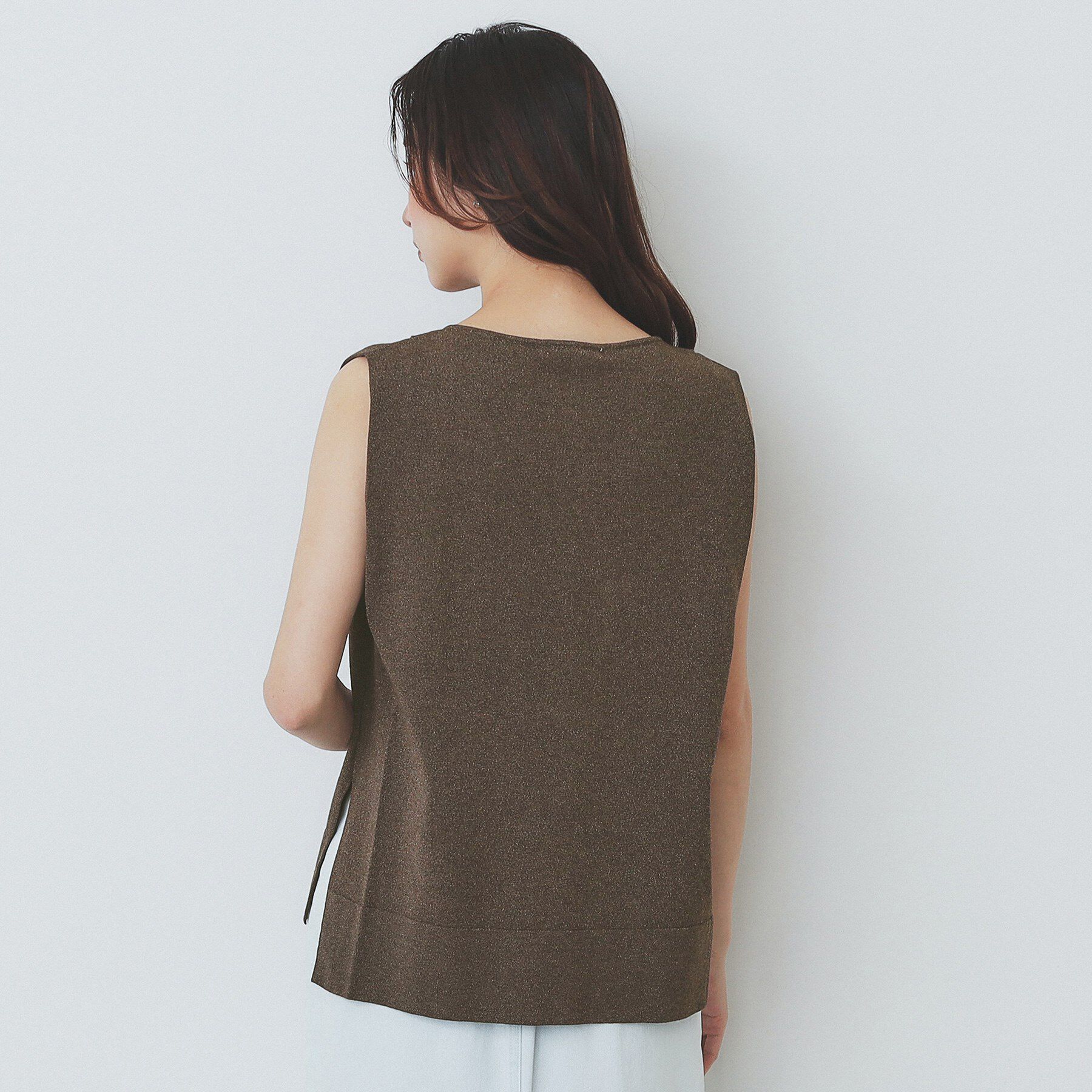 index「タックノースリーブニット【洗濯機洗い可/UVケア/抗ピル】」|Tシャツ・カットソー|