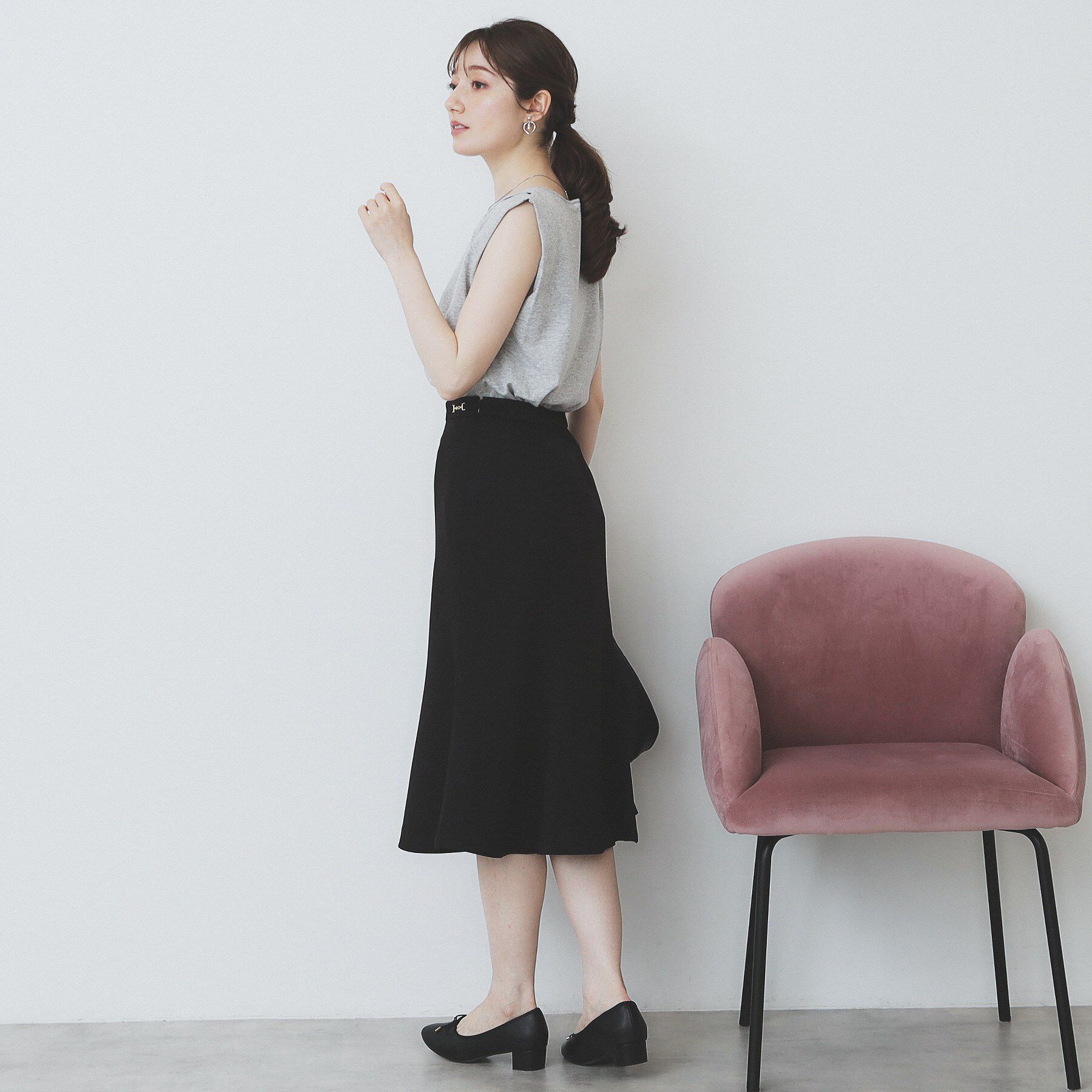 index「タックノースリーブニット【洗濯機洗い可/UVケア/抗ピル】」|Tシャツ・カットソー|