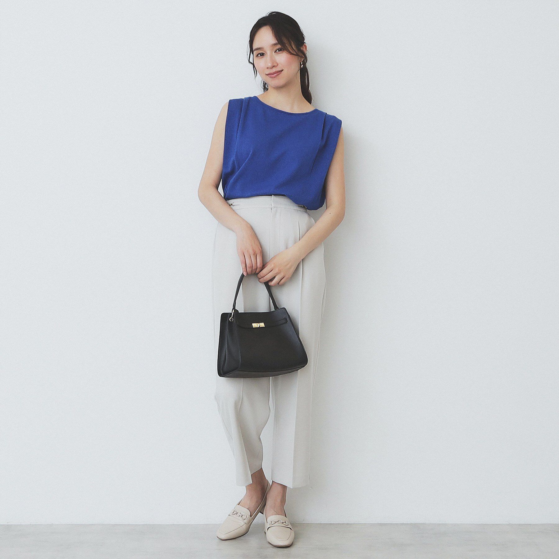 index「タックノースリーブニット【洗濯機洗い可/UVケア/抗ピル】」|Tシャツ・カットソー|