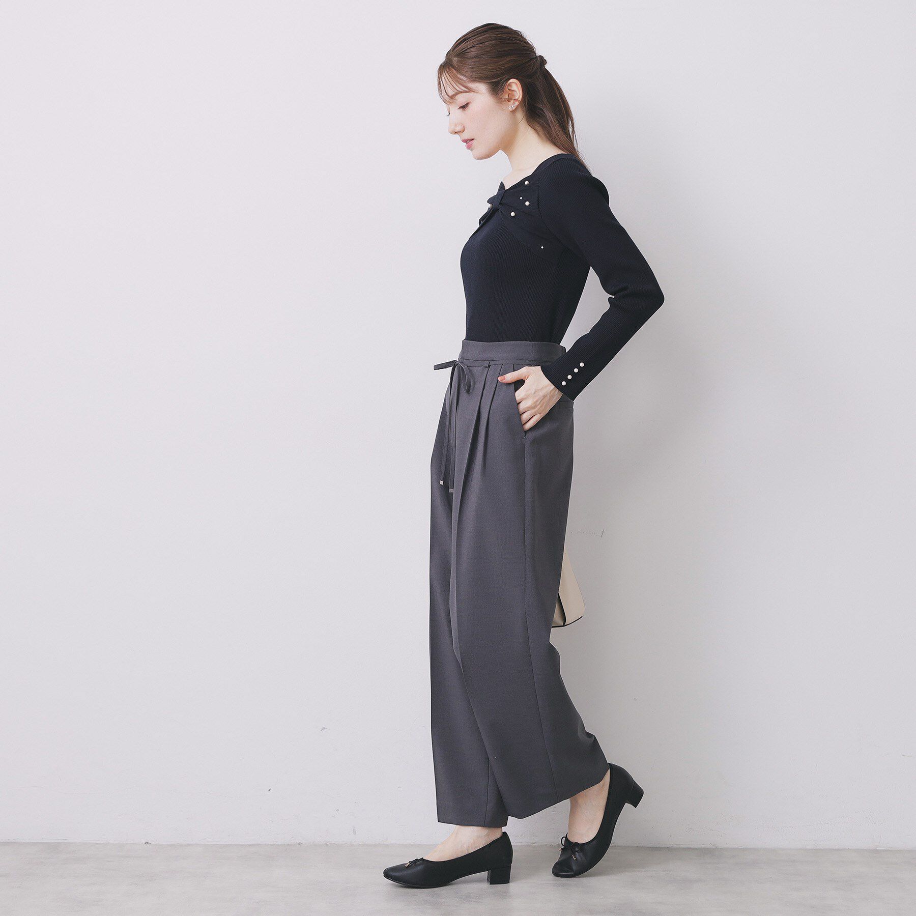 index「リボンパール調リブニット【洗濯機OK】」|ニット・セーター|