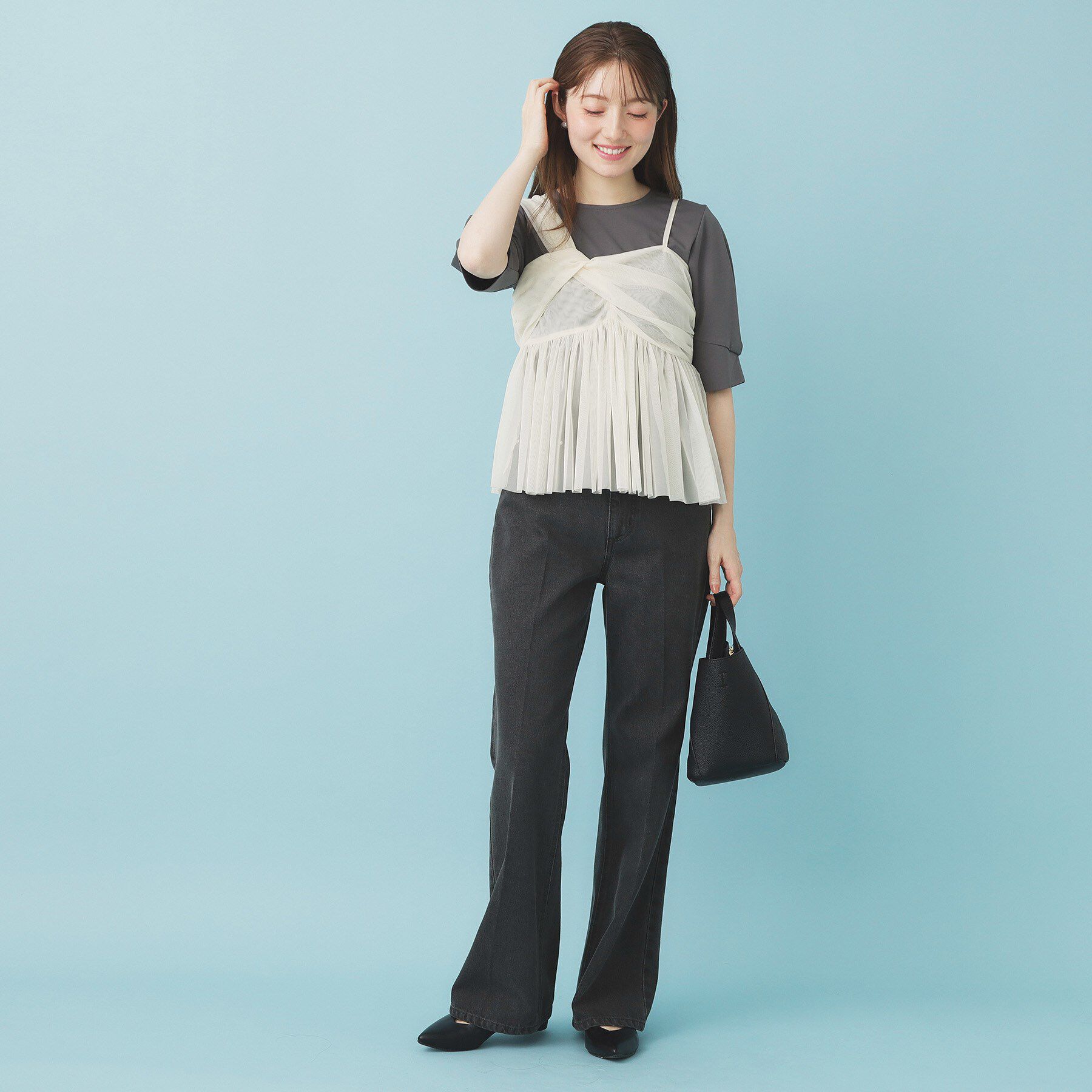 index「《ツインセット》チュールキャミ&times;ラメリブニット【洗濯機OK】」|ニット・セーター|