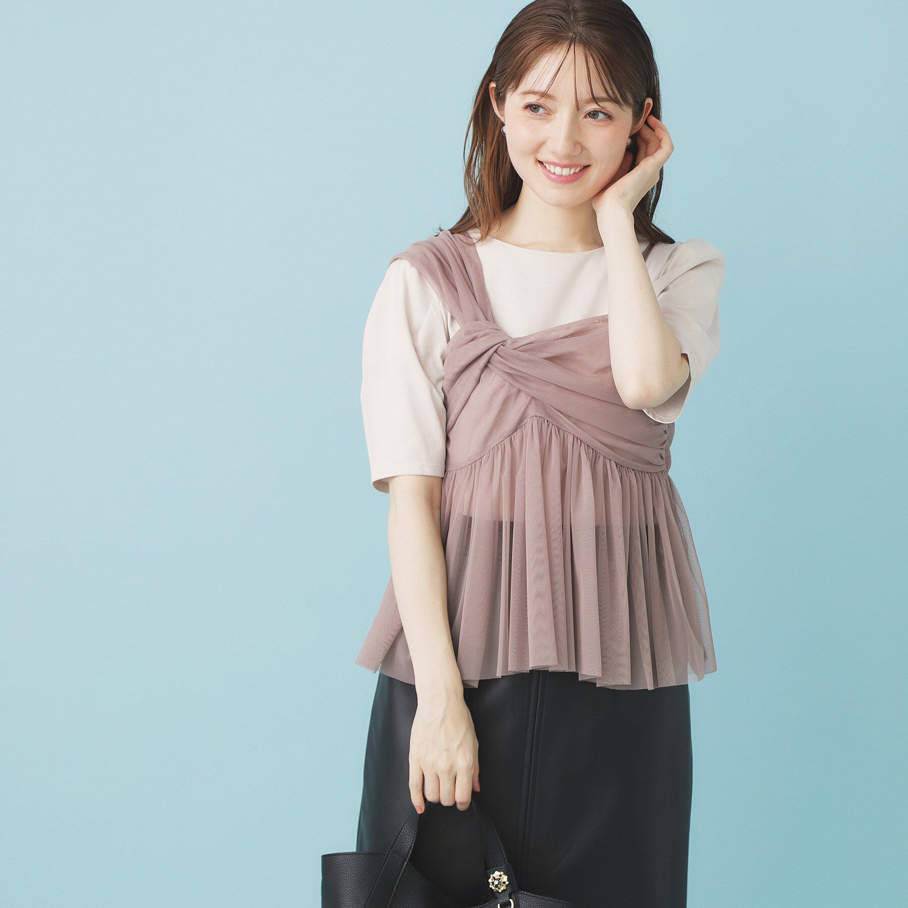 index「《ツインセット》チュールキャミ&times;ラメリブニット【洗濯機OK】」|ニット・セーター|