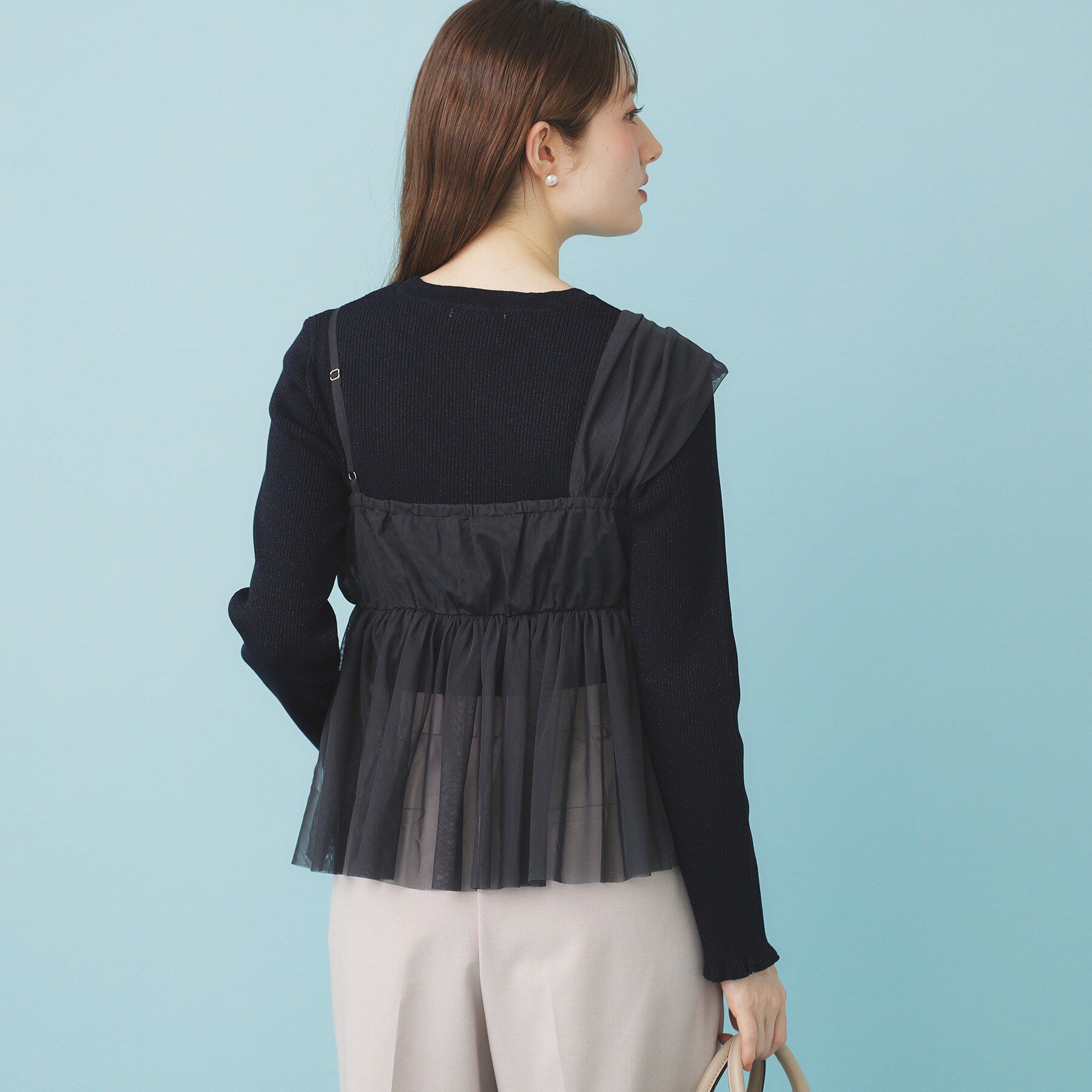 index「《ツインセット》チュールキャミ&times;ラメリブニット【洗濯機OK】」|ニット・セーター|