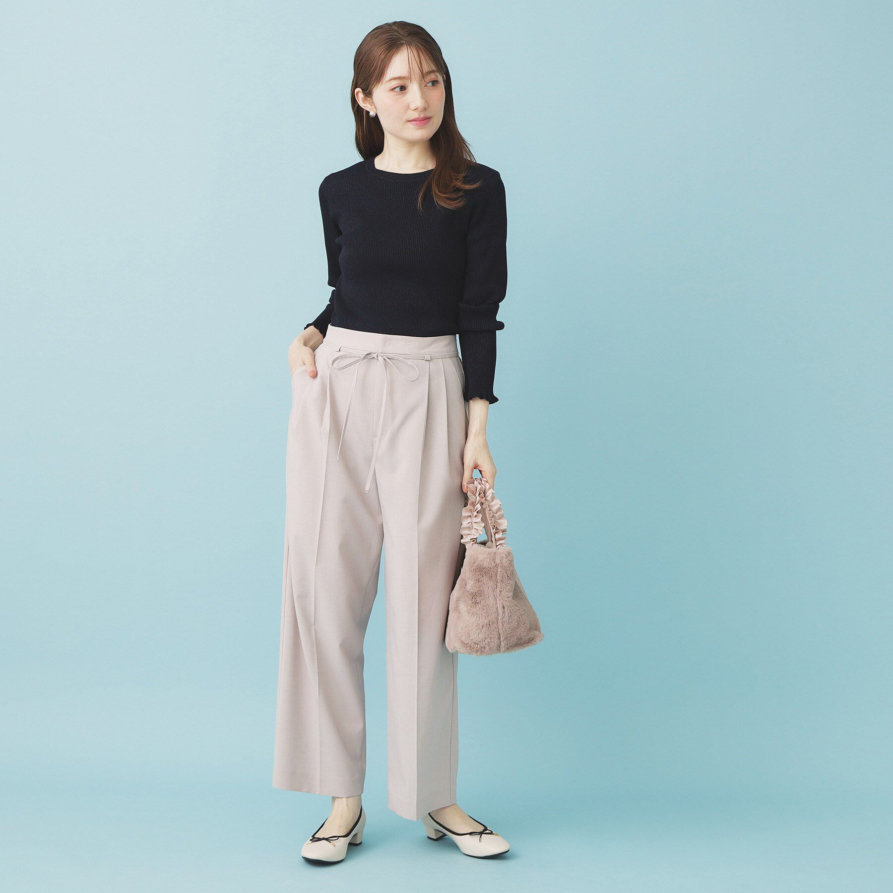 index「《ツインセット》チュールキャミ&times;ラメリブニット【洗濯機OK】」|ニット・セーター|