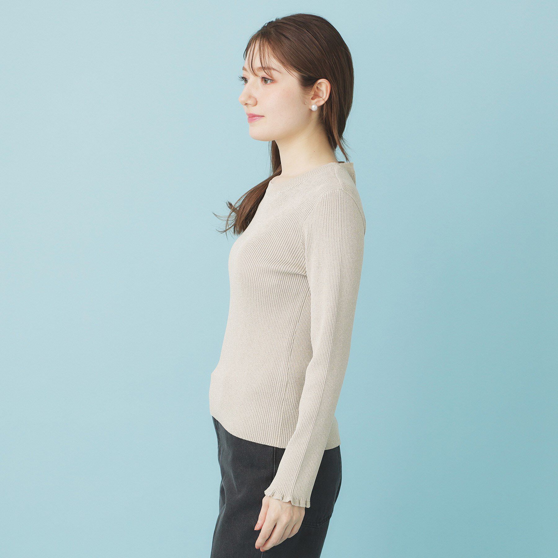 index「《ツインセット》チュールキャミ&times;ラメリブニット【洗濯機OK】」|ニット・セーター|