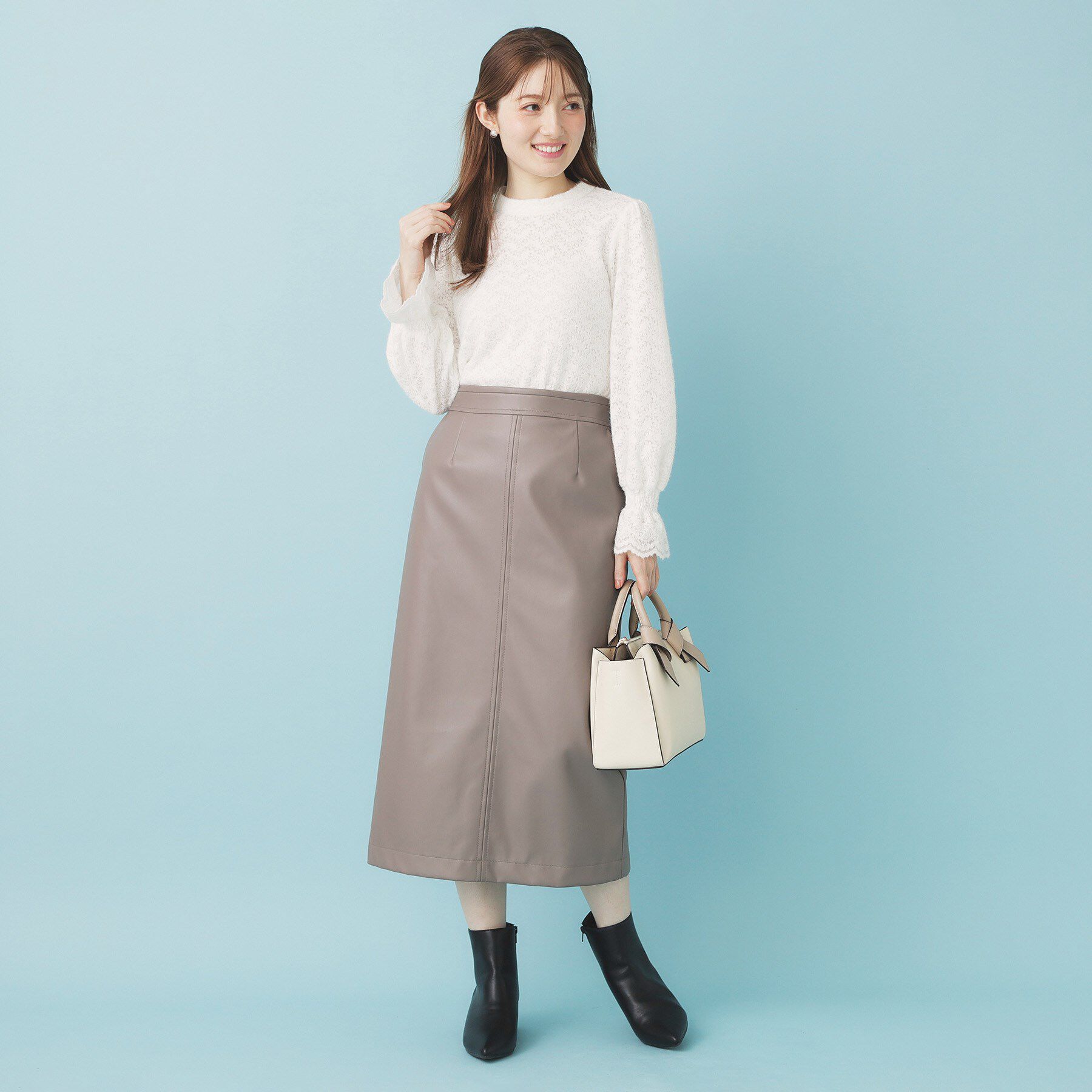 index「フェザーレースハイネックキャンディトップス【洗濯機OK】」|Tシャツ・カットソー|