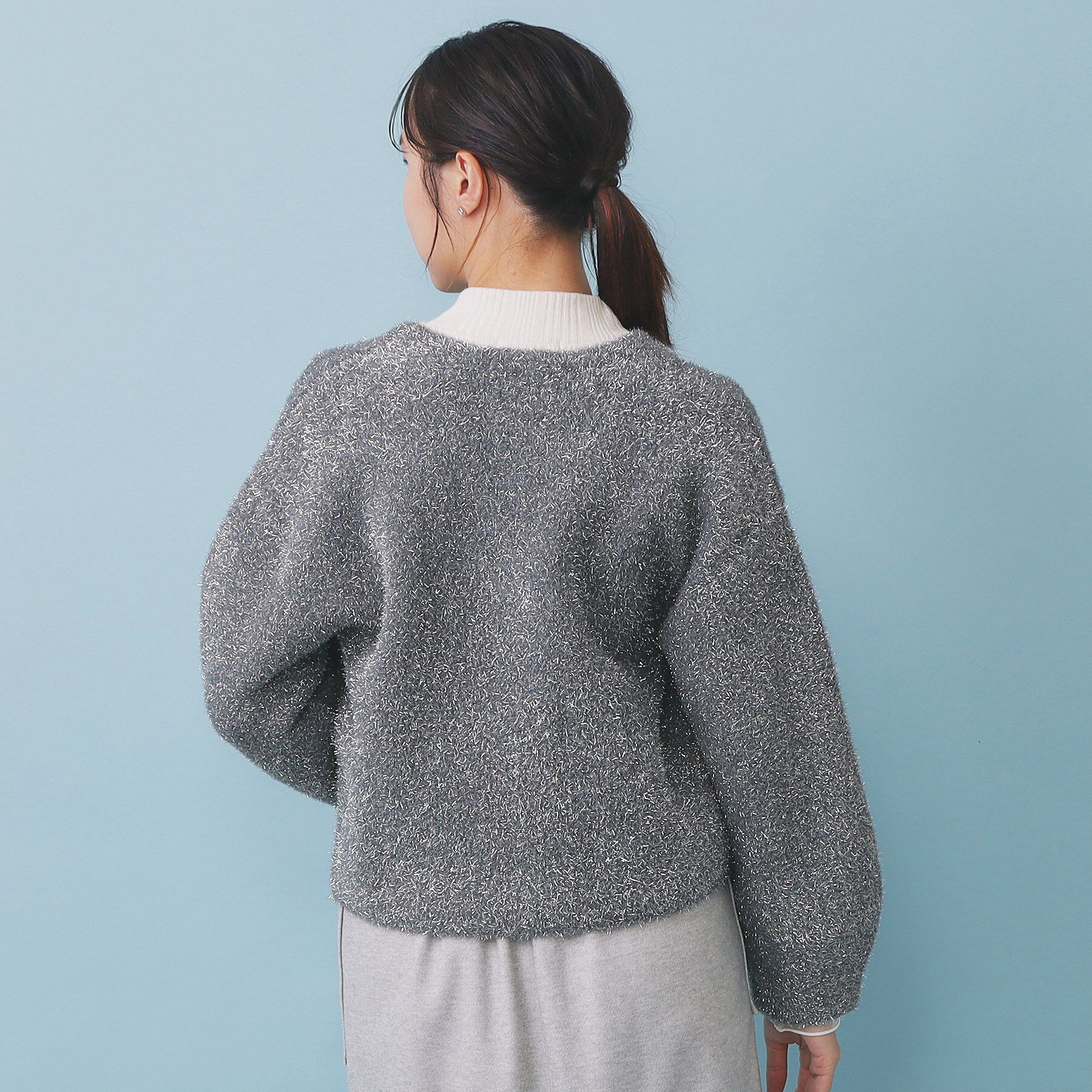 index「リボンブローチフィルムラメフェザーカーディガン【洗濯機OK】」|カーディガン|