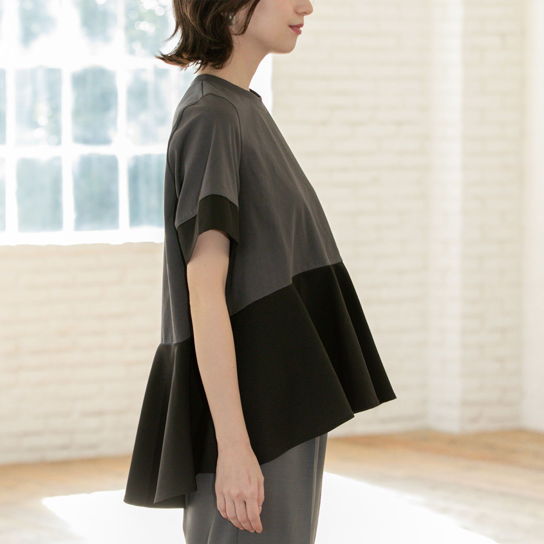 OPAQUE.CLIP「ペプラム切替ドッキングトップス【洗濯機洗い可】」|Tシャツ・カットソー|