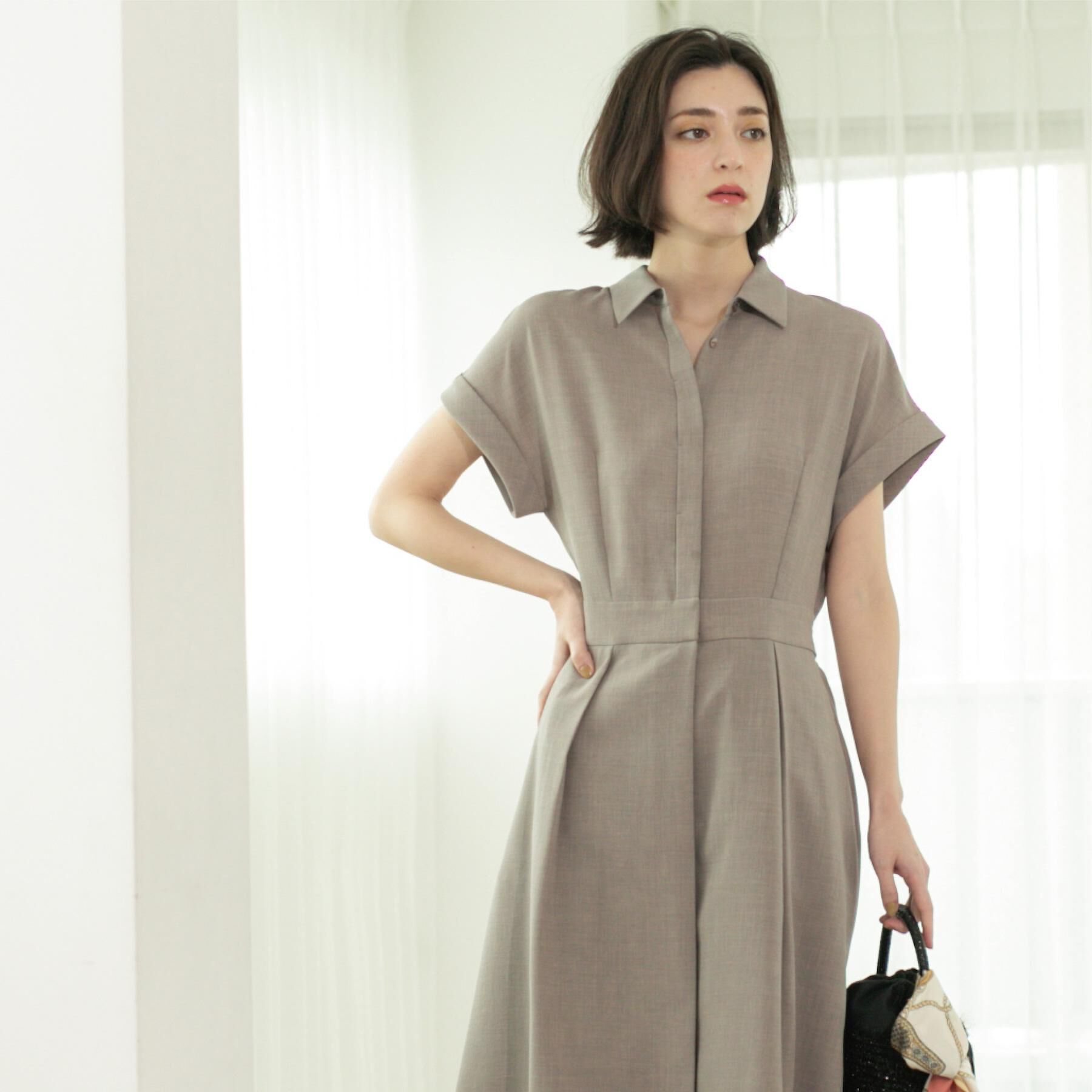OPAQUE.CLIP「リネンライクシャツワンピース【洗濯機洗い可/吸水速乾/接触冷感】」|ワンピース|