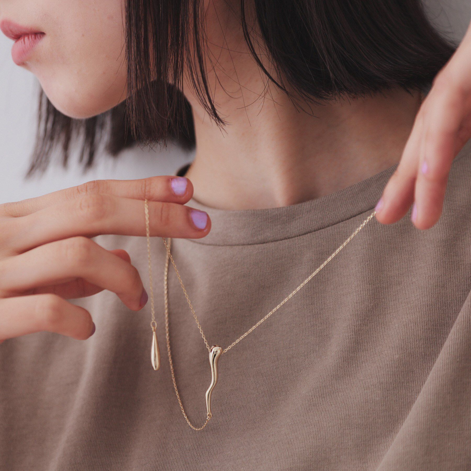 OPAQUE.CLIP「Y字スライドバーネックレス」|ネックレス|