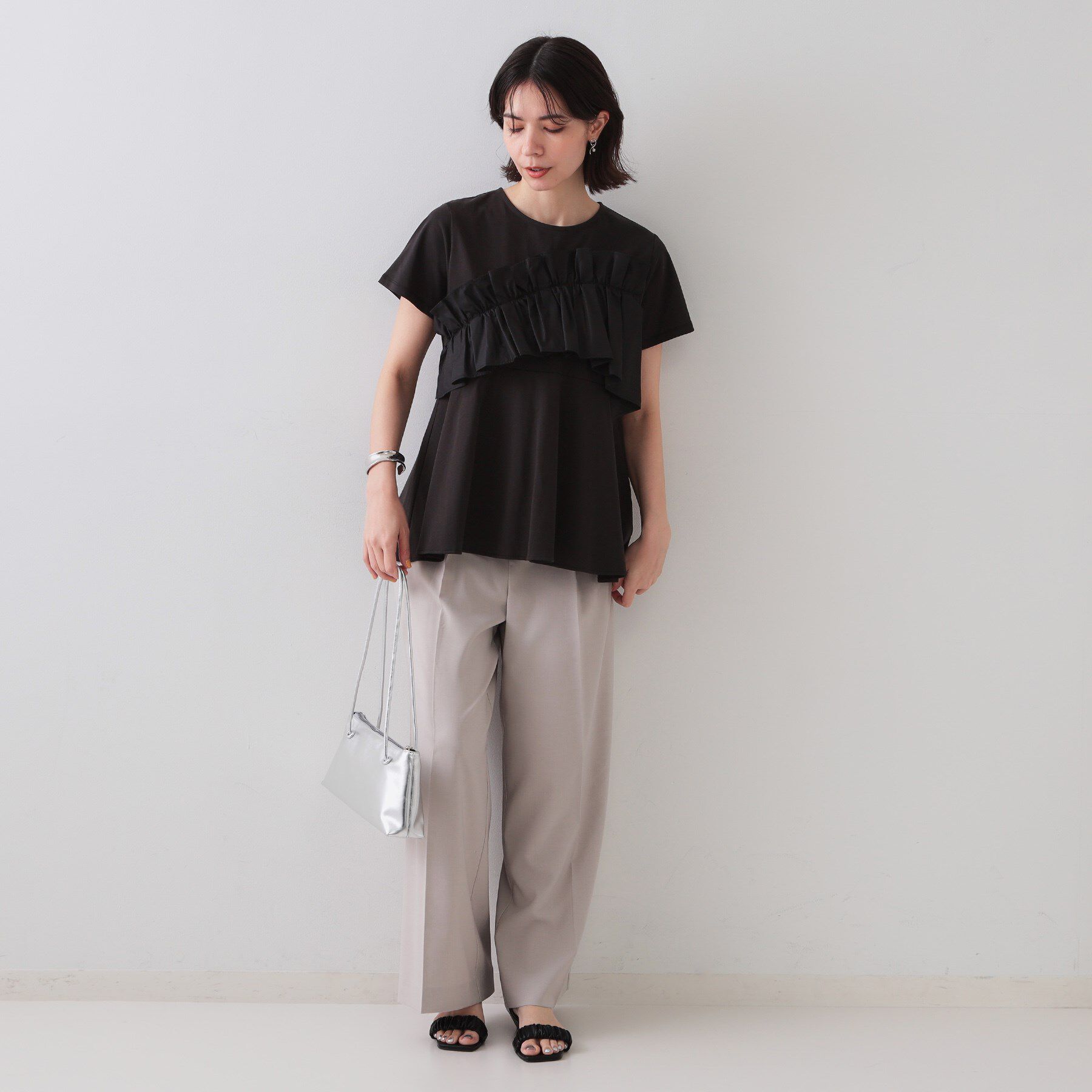 OPAQUE.CLIP「フリルドッキングペプラムトップス【接触冷感/洗濯機洗い可】」|Tシャツ・カットソー|