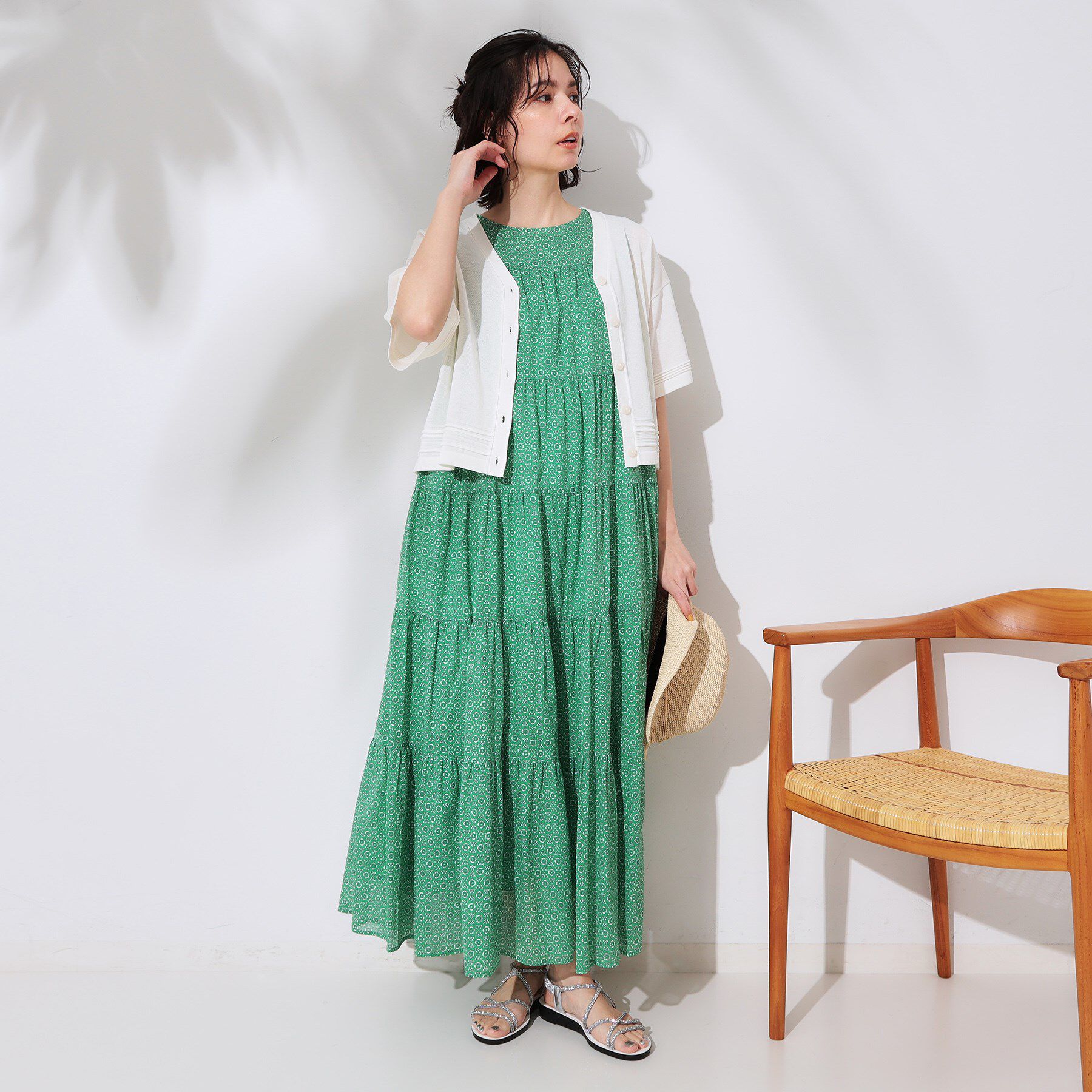 OPAQUE.CLIP「《Can Cam掲載》ティアードマキシドレス/オーガニックコットン混【洗濯機洗い可】」|ワンピース|