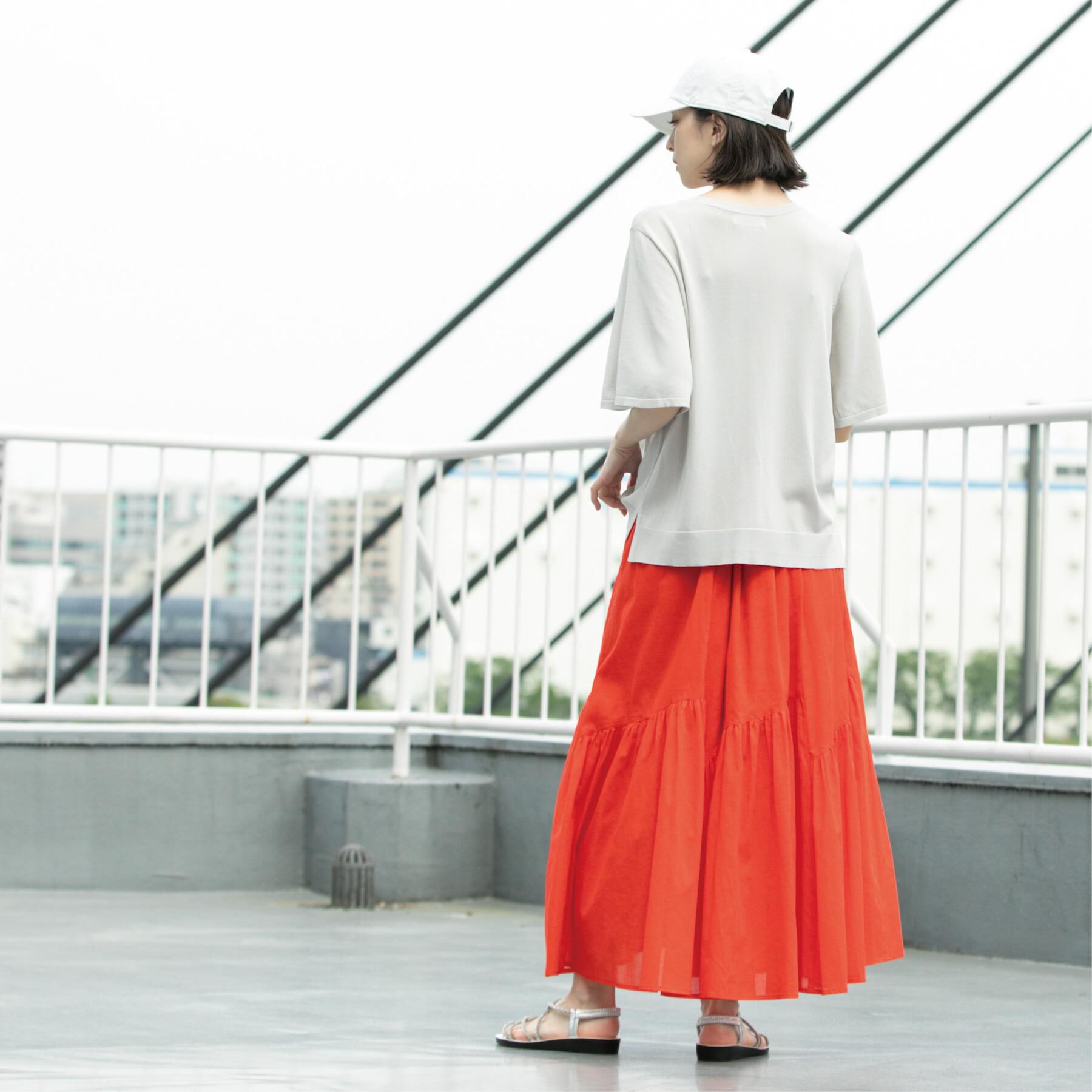 OPAQUE.CLIP「ギャザーフレアスカート/オーガニックコットン混【洗濯機洗い可】」|スカート|