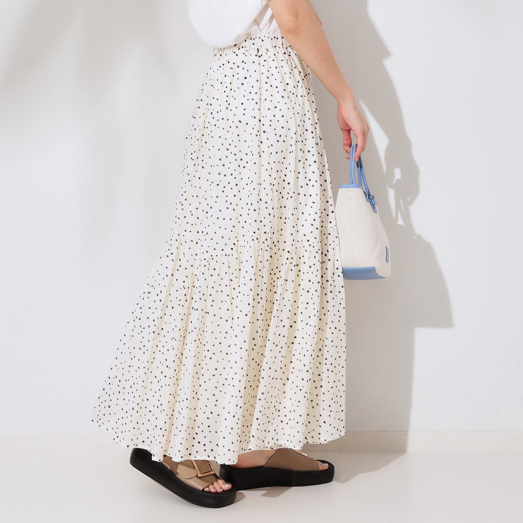 OPAQUE.CLIP「ギャザーフレアスカート/オーガニックコットン混【洗濯機洗い可】」|スカート|