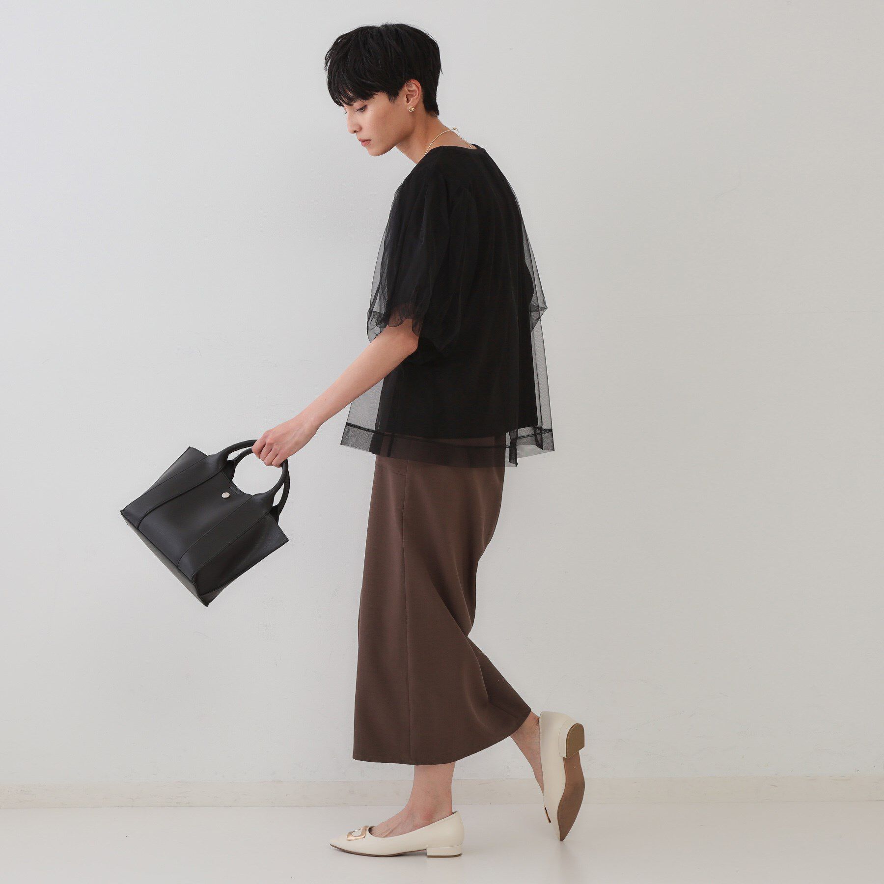 OPAQUE.CLIP「チュールレイヤードトップス【洗濯機洗い可】」|Tシャツ・カットソー|