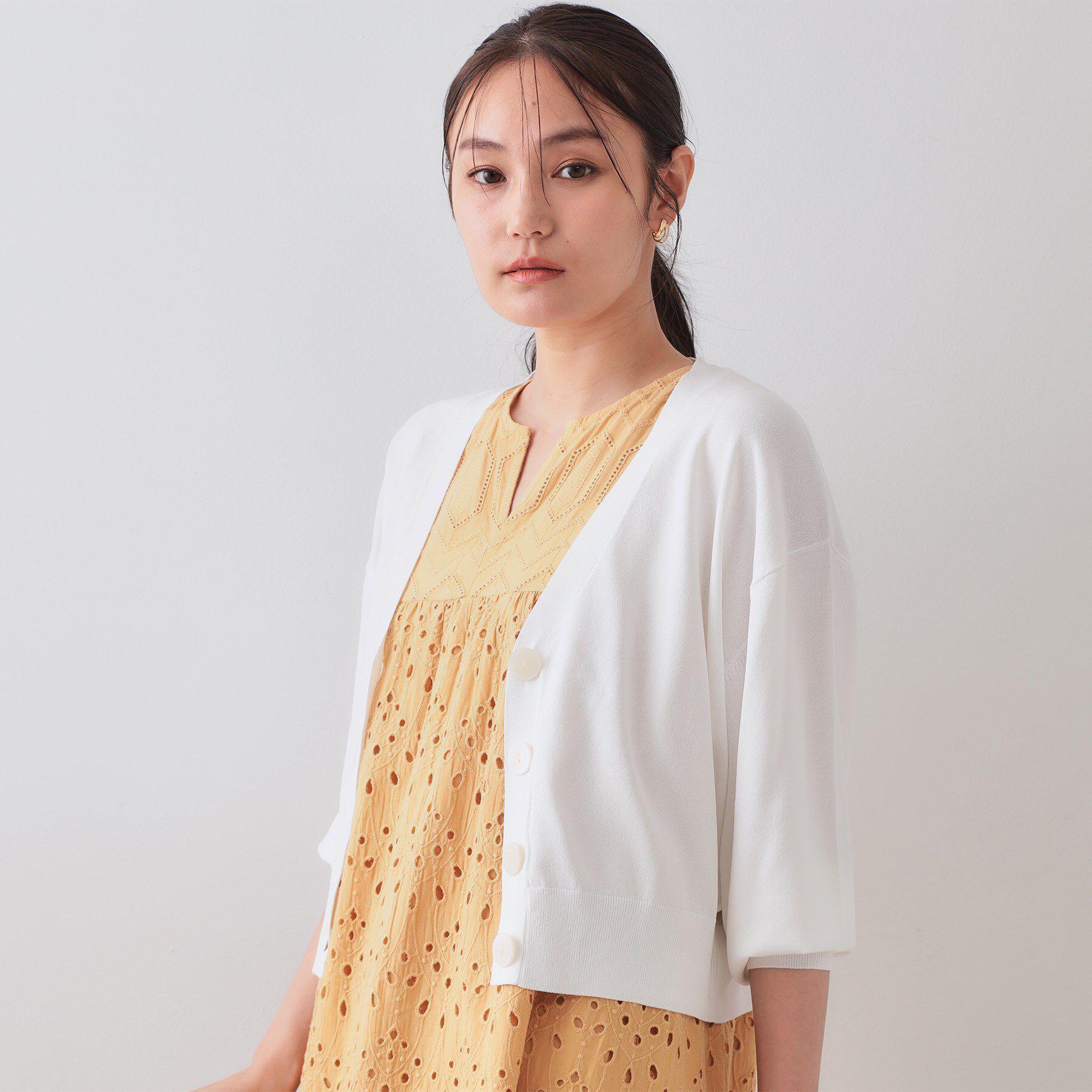 OPAQUE.CLIP「UV Vネックニットカーディガン【接触冷感/洗濯機洗い可/抗ピル】」|カーディガン|