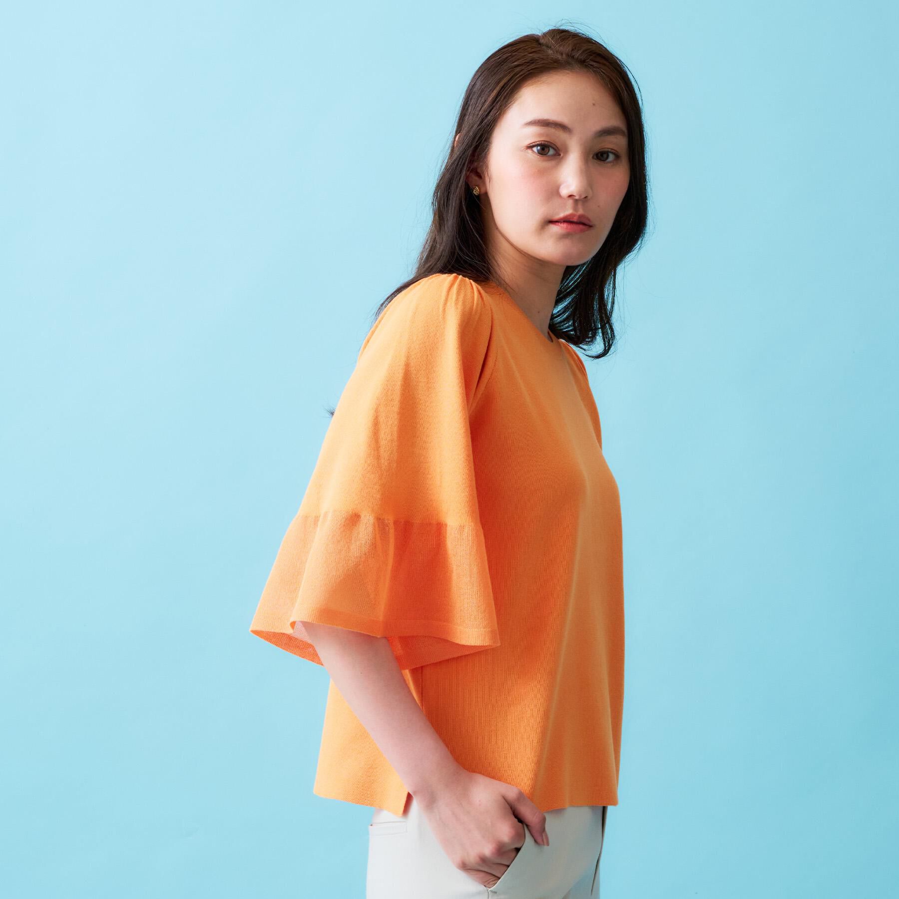 OPAQUE.CLIP「《5色展開》シアーフレアスリーブニット【洗濯機洗い可】」|ニット・セーター|