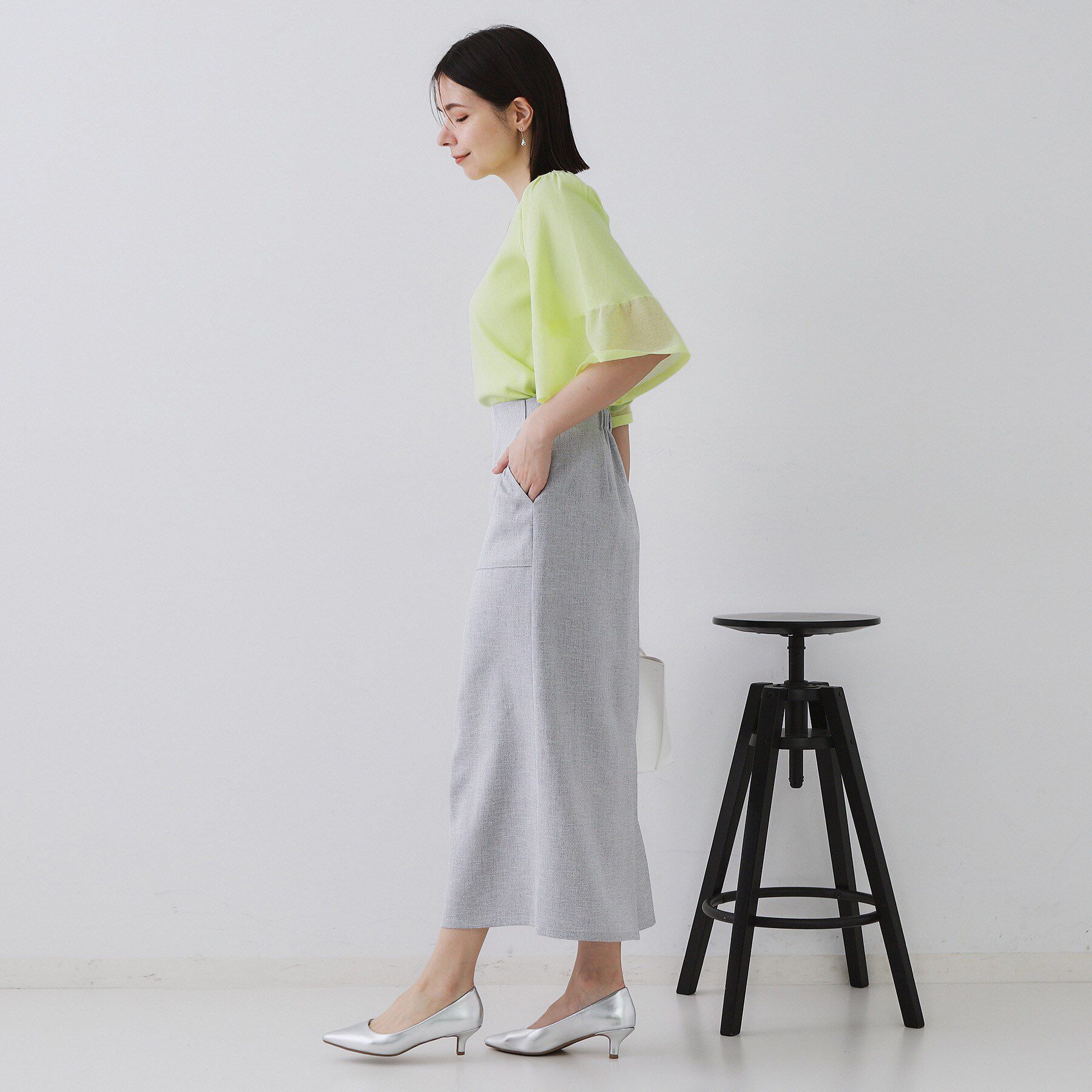 OPAQUE.CLIP「《5色展開》シアーフレアスリーブニット【洗濯機洗い可】」|ニット・セーター|