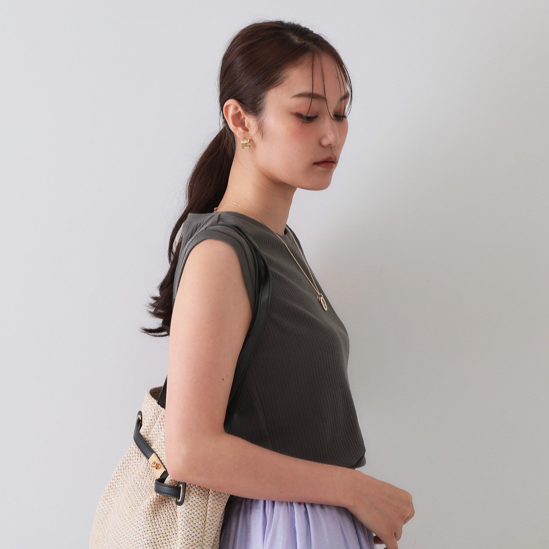 OPAQUE.CLIP「ノースリーブリブカットソー【洗濯機洗い可】」|Tシャツ・カットソー|