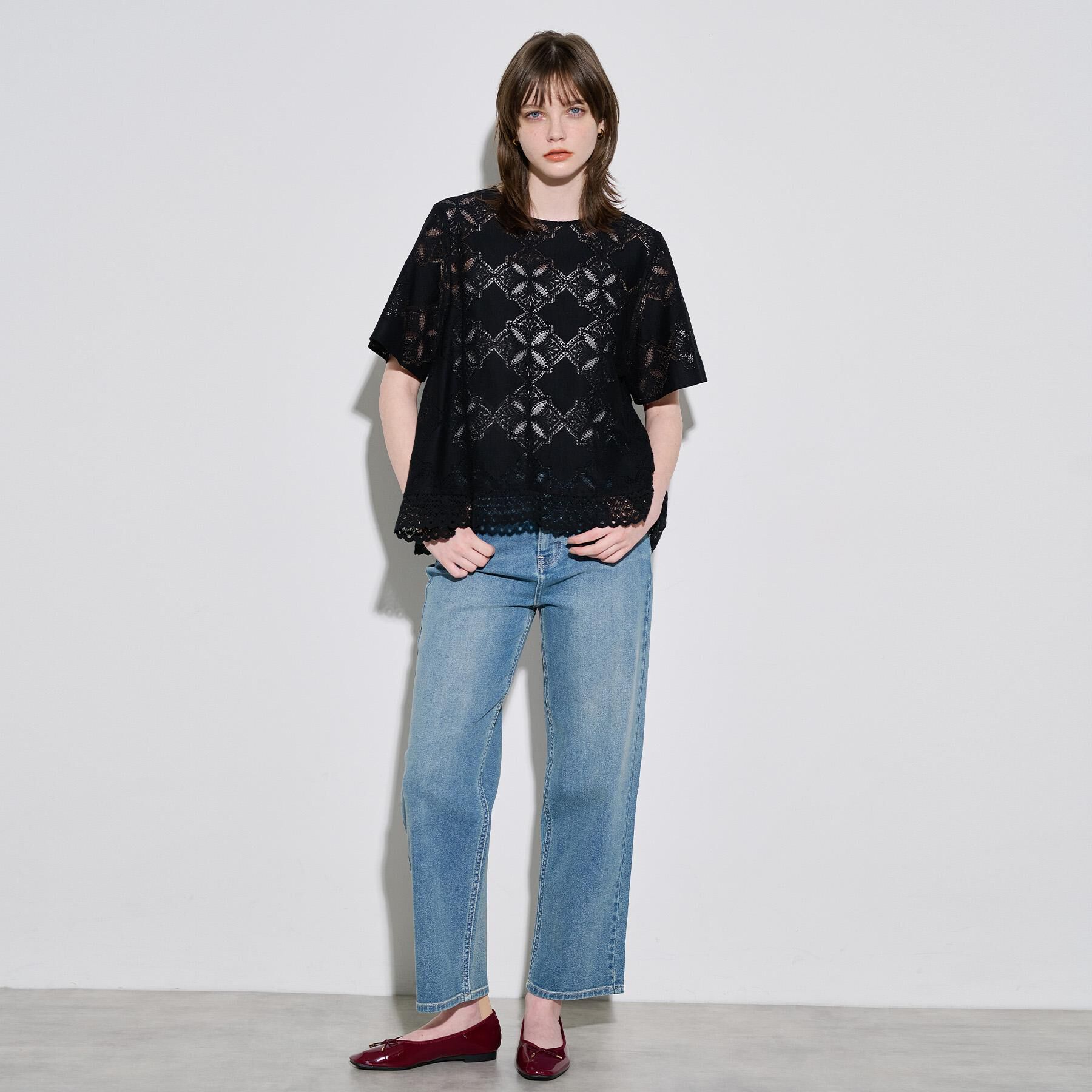 OPAQUE.CLIP「レースフレアブラウス【洗濯機洗い可】」|シャツ・ブラウス|