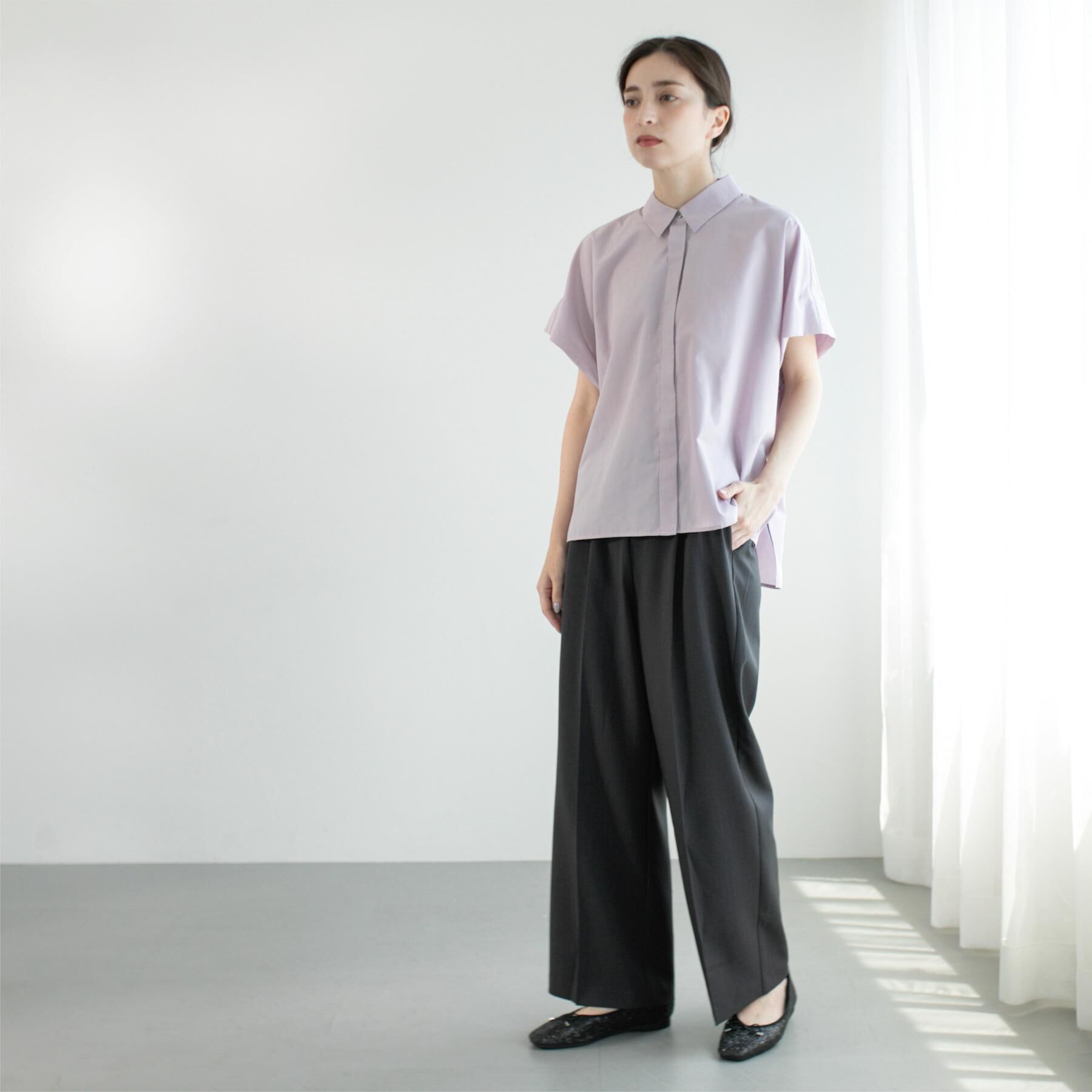 OPAQUE.CLIP「ラメストライプイージーワイドパンツ/セットアップ可【洗濯機洗い可/防シワ/吸水速乾】」|その他|