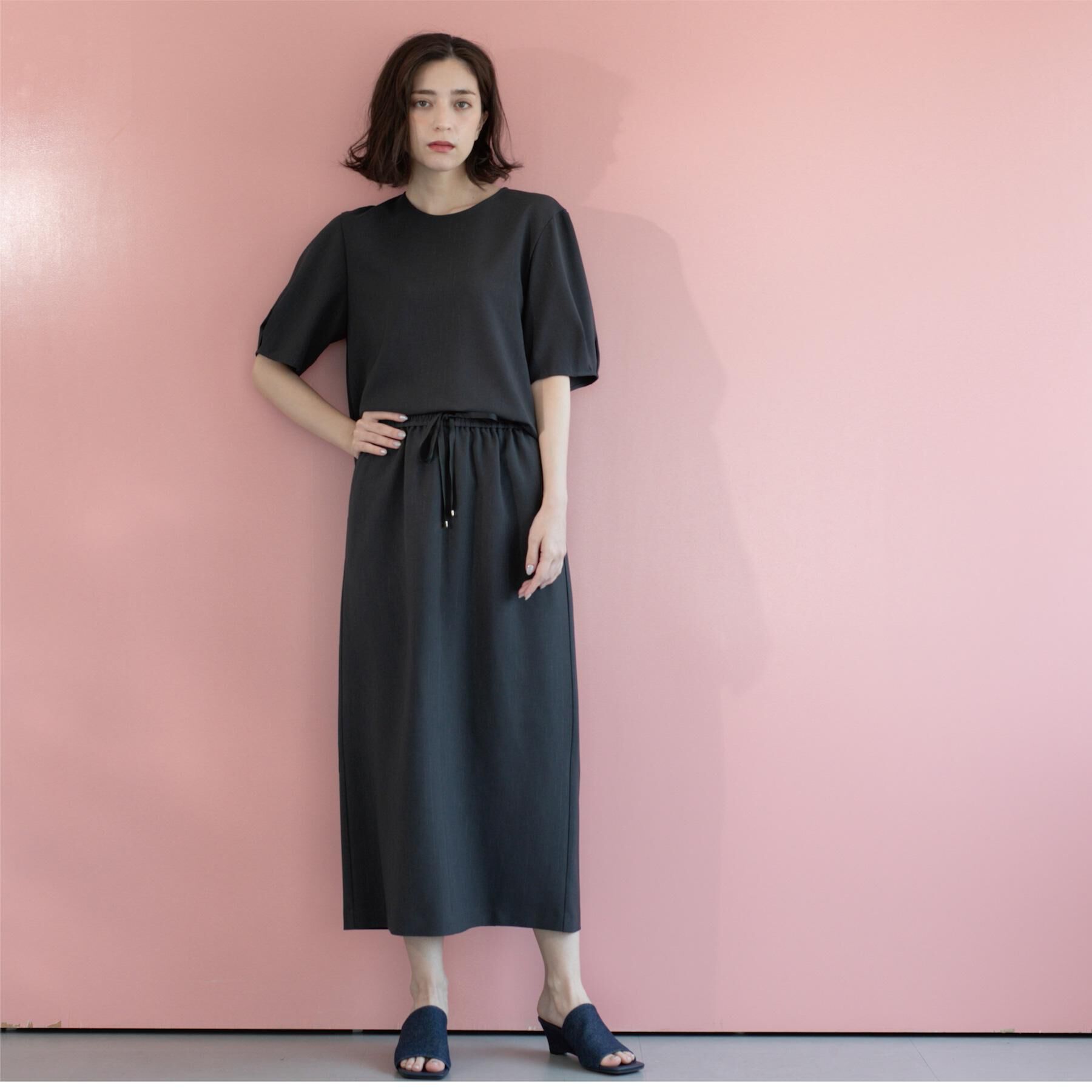 OPAQUE.CLIP「ラメストライプイージーナロースカート/セットアップ可【洗濯機洗い可/防シワ/吸水速乾】」|スカート|