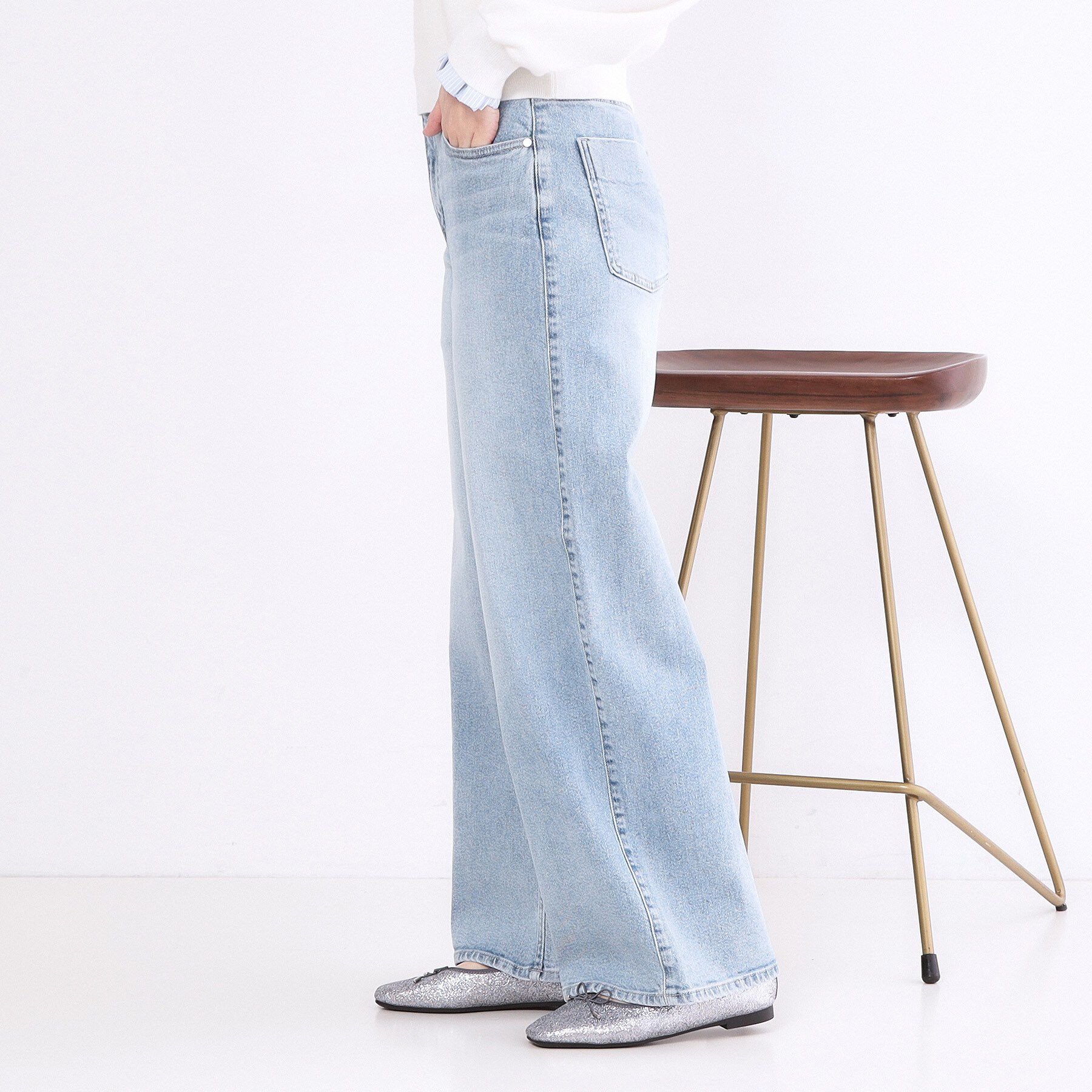 OPAQUE.CLIP「ストレッチバギーデニム【洗濯機洗い可】《SS～LL》」|デニム|