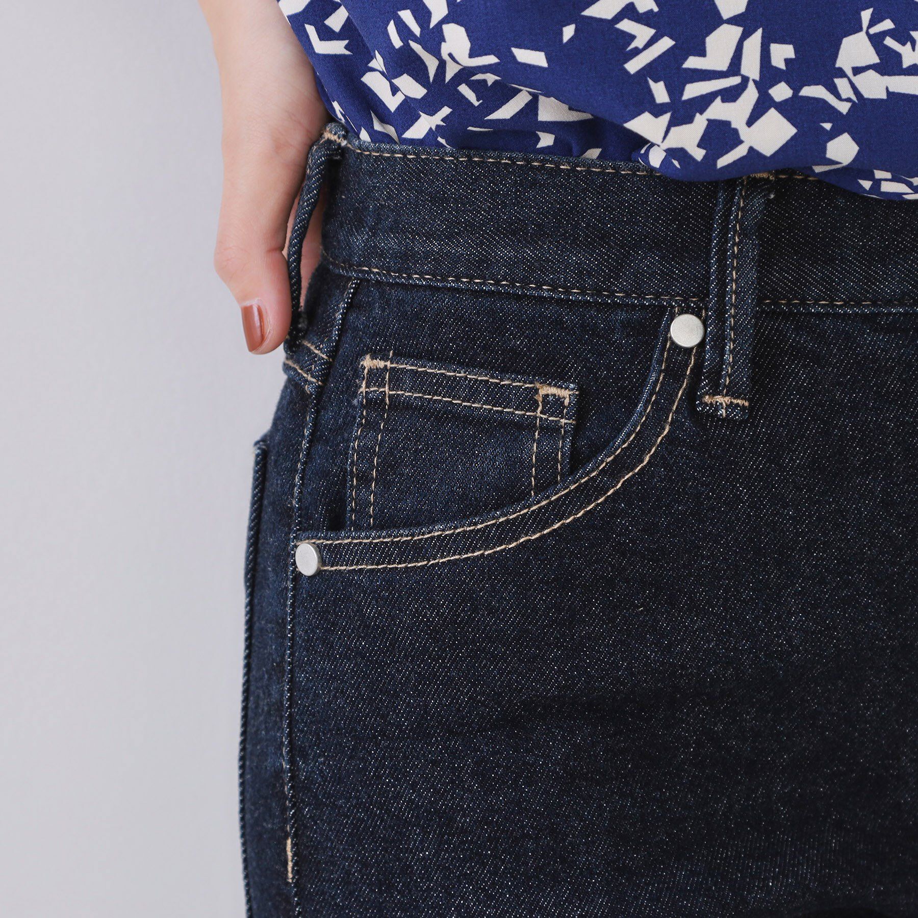 OPAQUE.CLIP「ストレッチセミフレアデニム【洗濯機洗い可】《SS-LLサイズ》」|デニム|