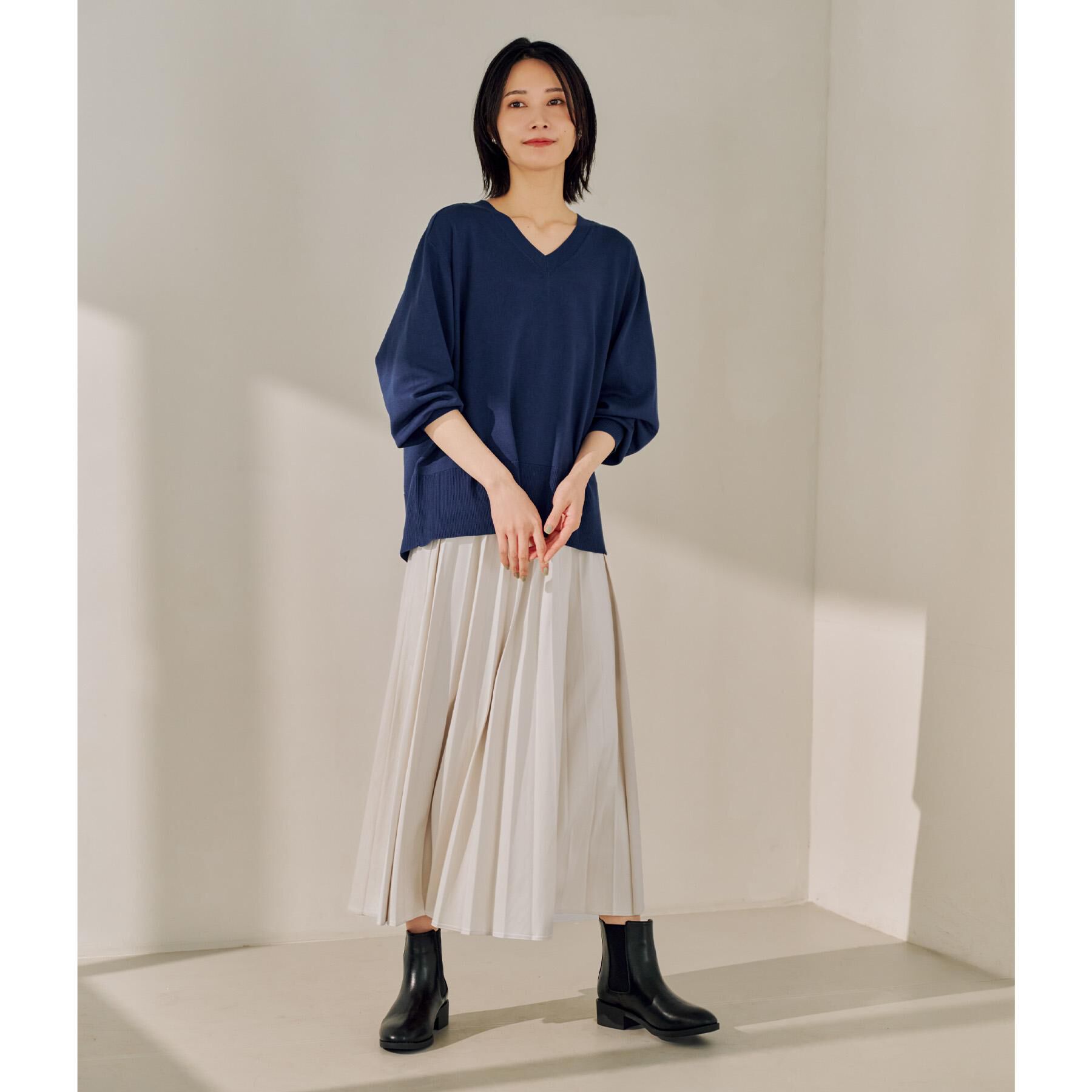 OPAQUE.CLIP「リラクシーVネックニット【洗濯機洗OK】《6col》」|ニット・セーター|