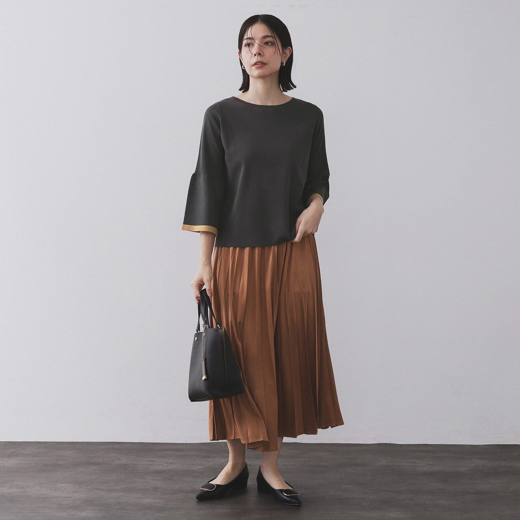 OPAQUE.CLIP「配色フレアスリーブニット【UVケア/洗濯機OK】」|ニット・セーター|