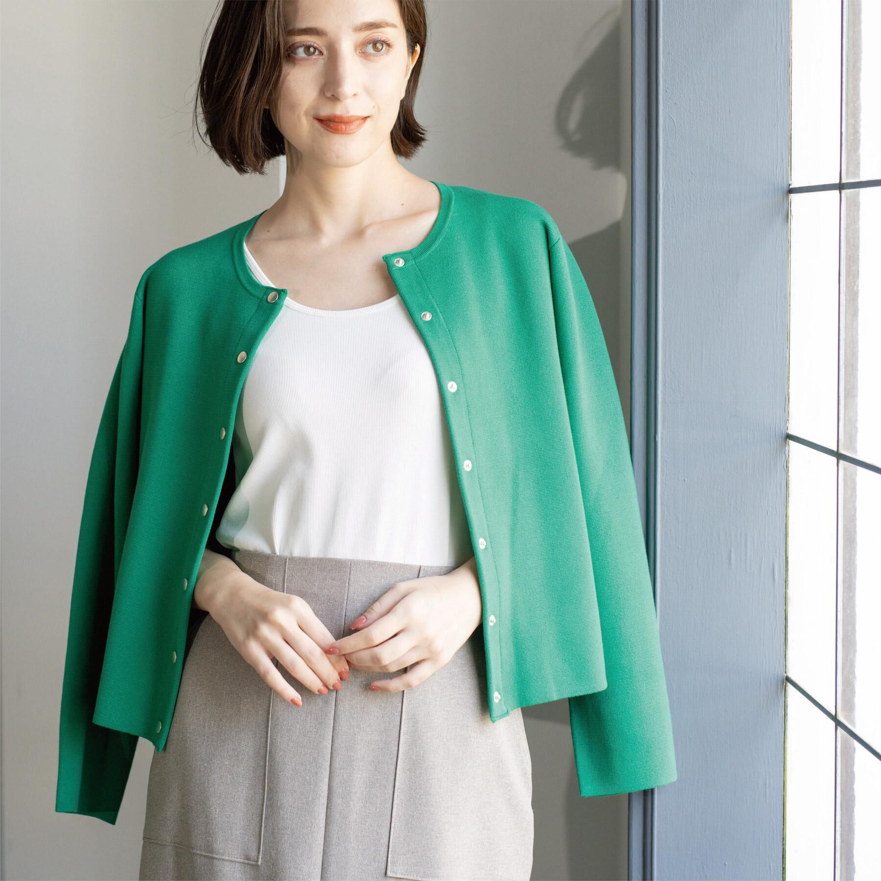 OPAQUE.CLIP「スナップボタンニットカーディガン【UVケア/洗濯機OK】《6col/S～LL》」|カーディガン|