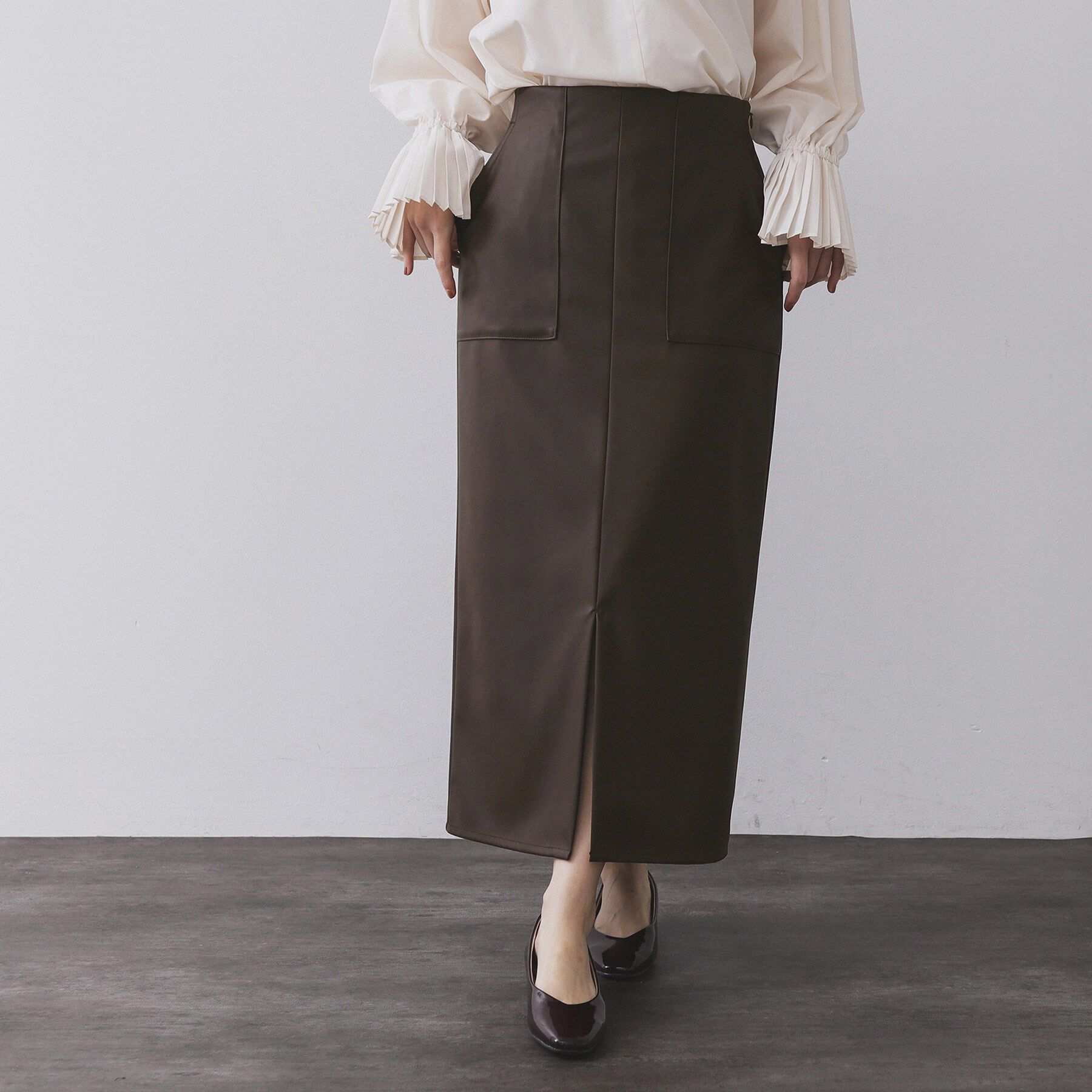 OPAQUE.CLIP「ストレッチダブルポケットタイトスカート【洗える】」|スカート|