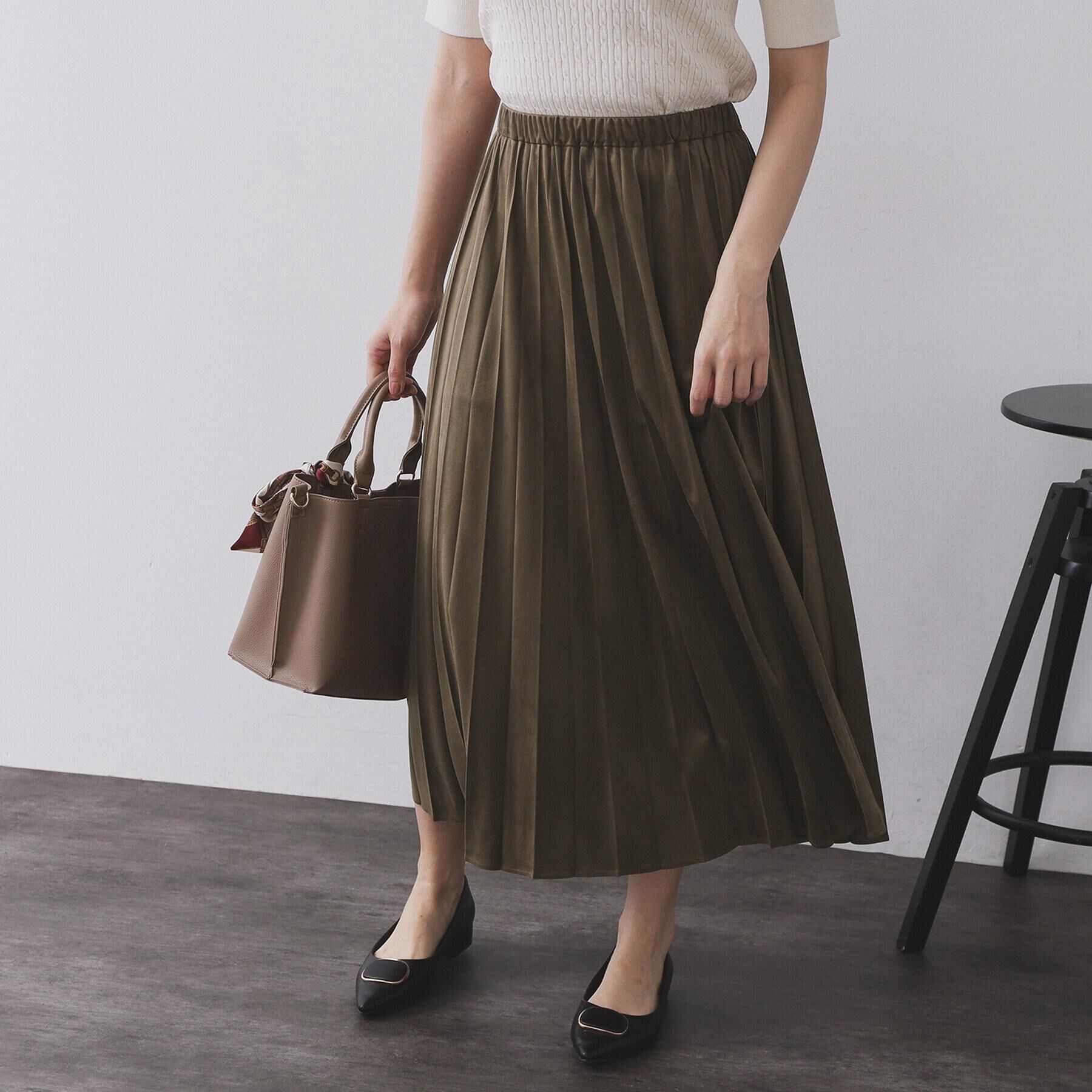 OPAQUE.CLIP「フェイクスウェードプリーツスカート【静電気防止加工/洗濯機OK】」|スカート|