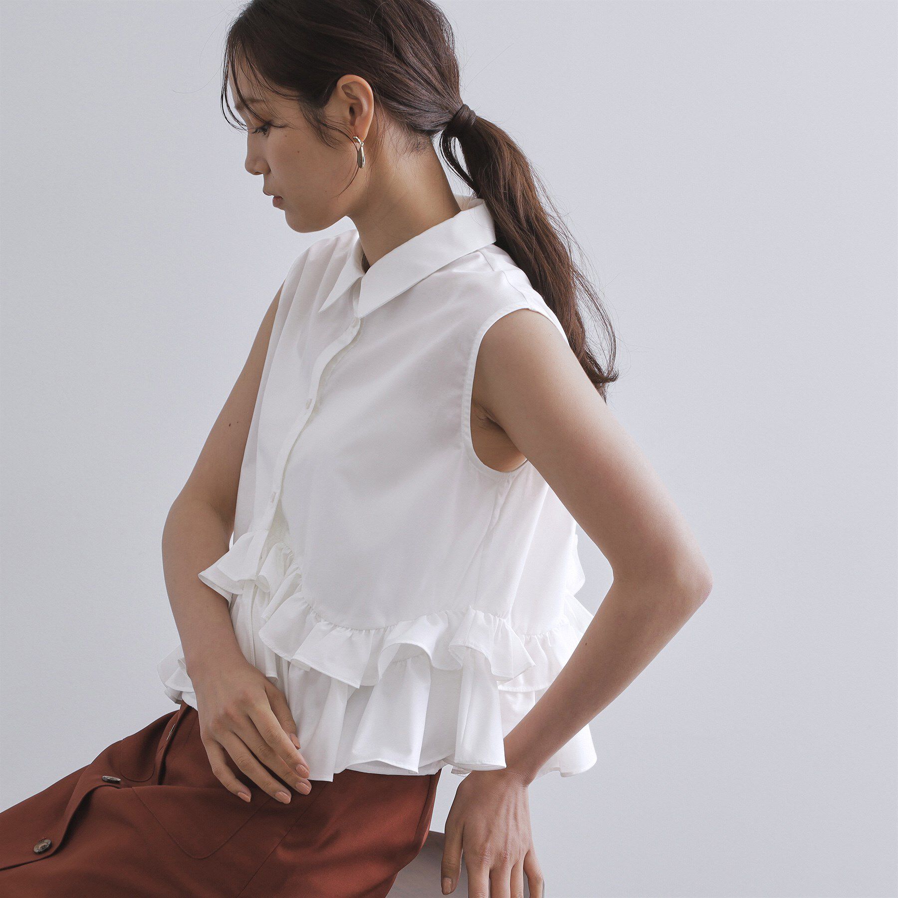 OPAQUE.CLIP「《Can Cam掲載》裾ラッフルフリルシャツ【洗濯機洗い可】」|シャツ・ブラウス|
