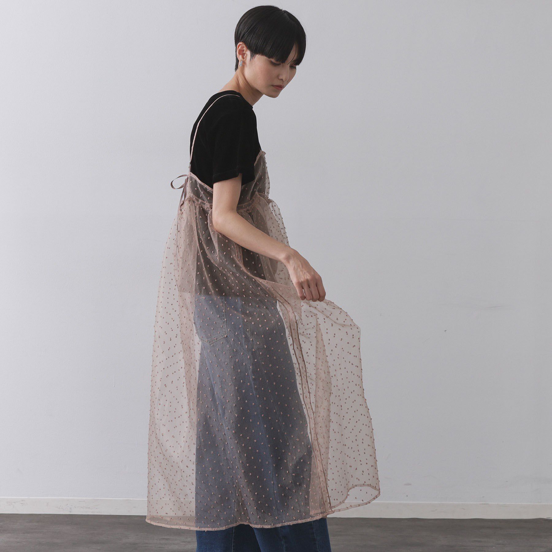 OPAQUE.CLIP「シアードットレイヤードキャミワンピース【洗濯機洗い可】」|ワンピース|