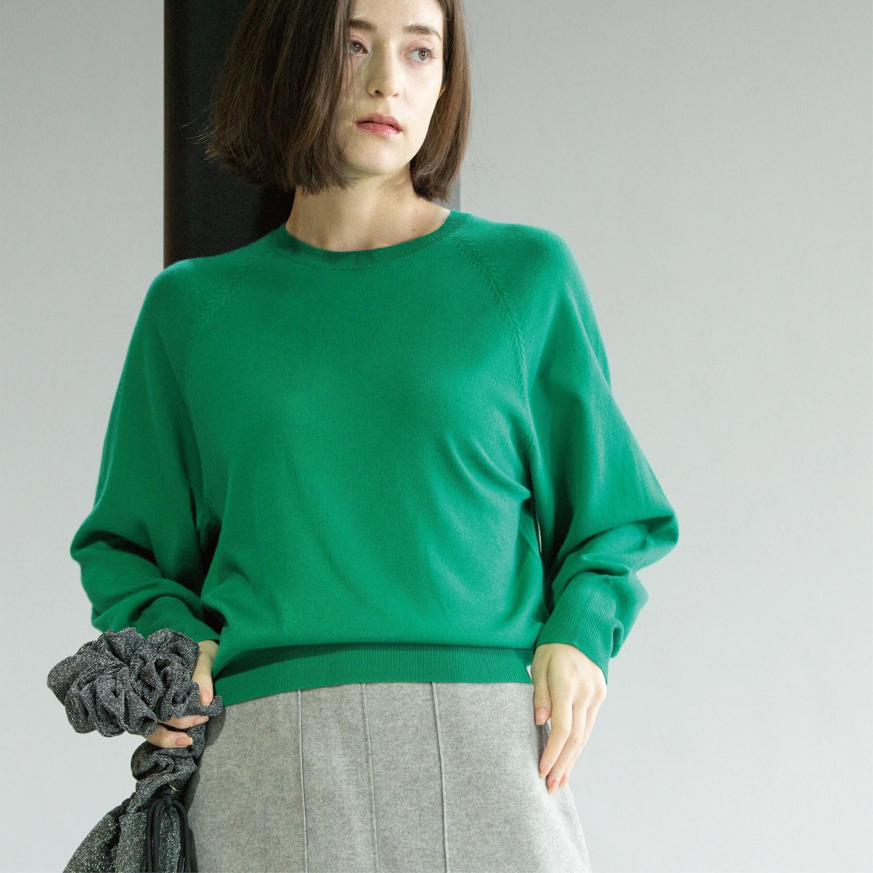 OPAQUE.CLIP「ラグランクルーネックニット/エクストラファインメリノウール【THEシリーズ/洗濯機OK】」|ニット・セーター|