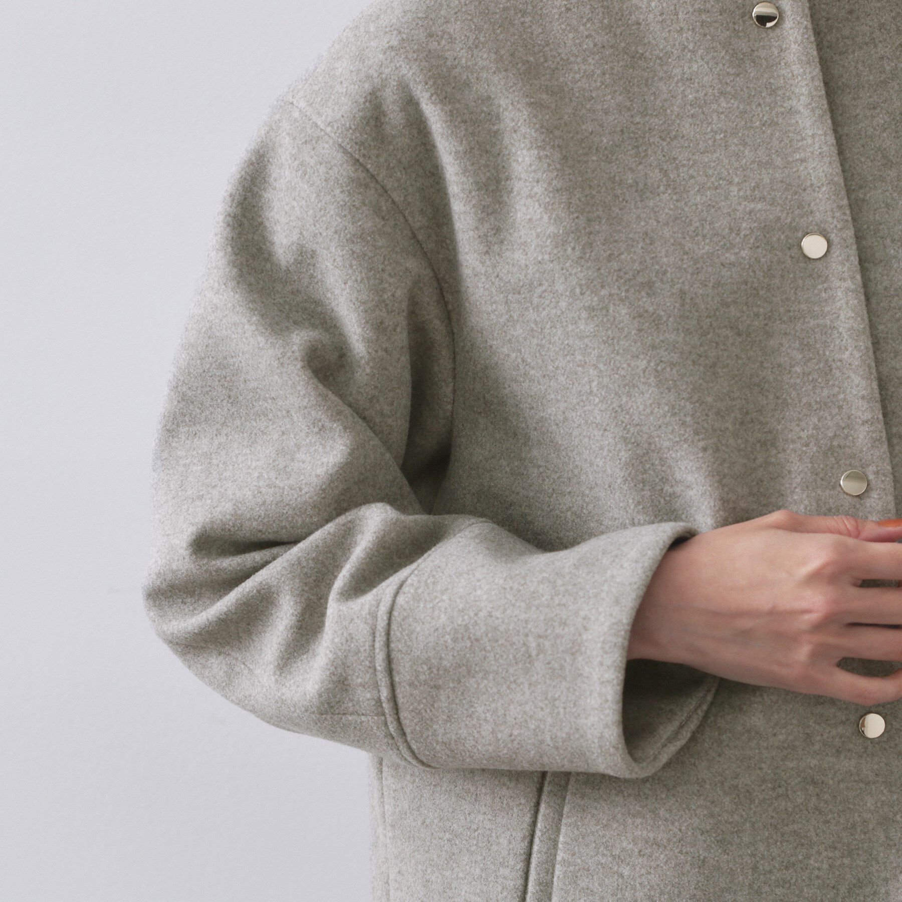 OPAQUE.CLIP「ウールライクメルトンノーカラーコート【洗濯機洗い可】」|ノーカラーコート|