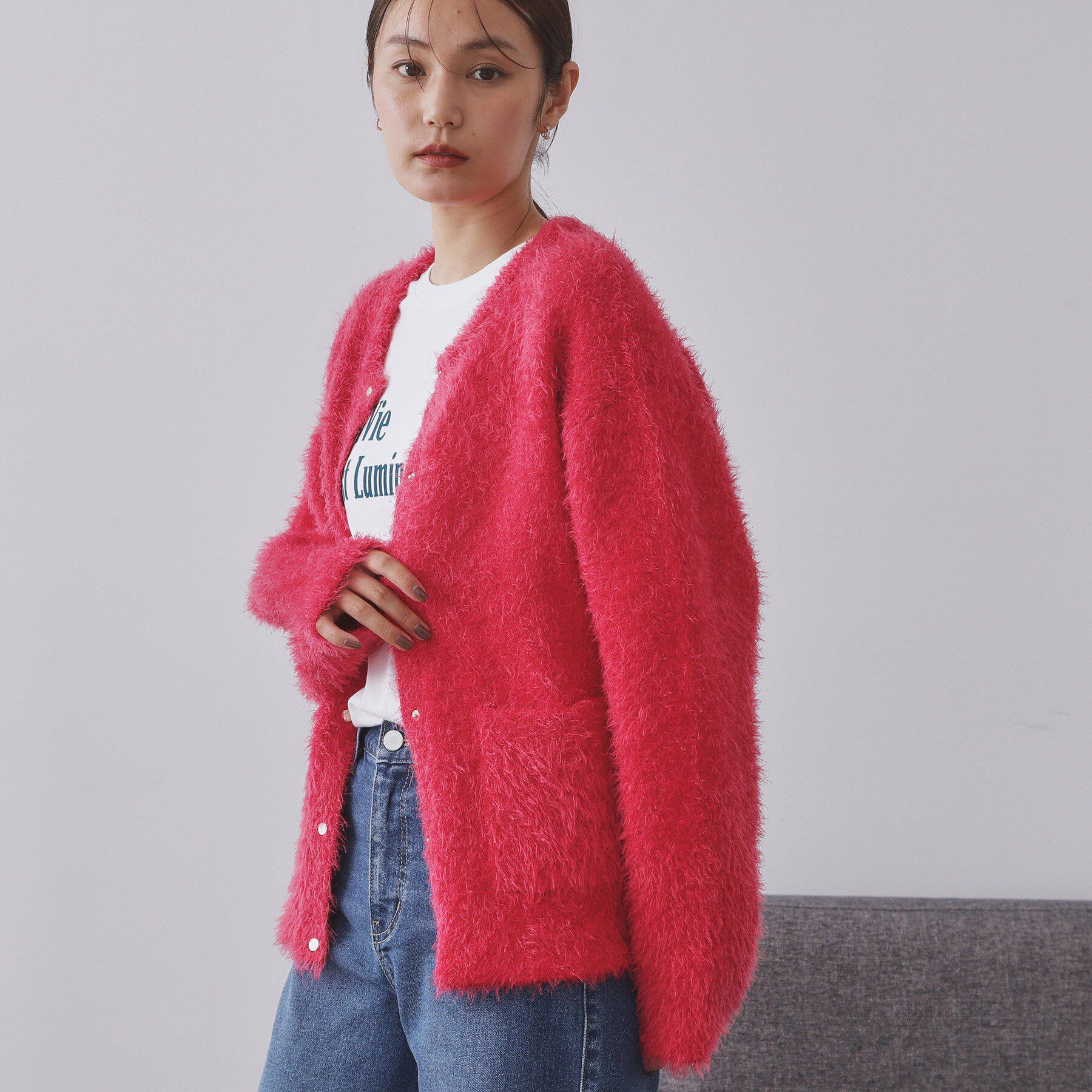 OPAQUE.CLIP「シャギーミドルカーディガン【洗濯機OK】《6col》」|カーディガン|