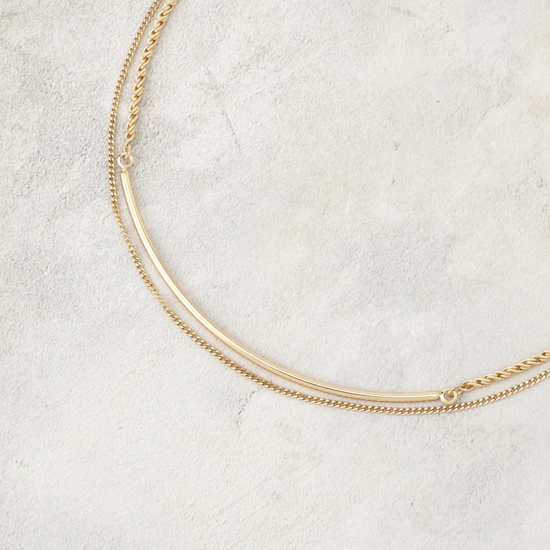 OPAQUE.CLIP「【2SET】チェーンバー2連ネックレス」|ネックレス|