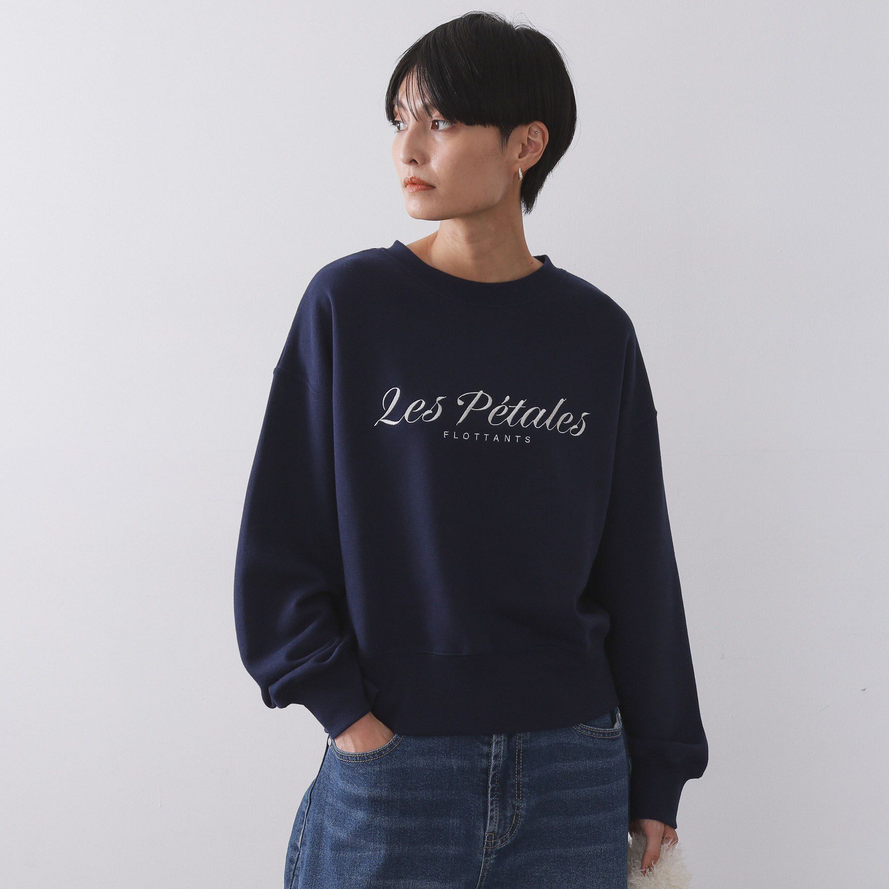 OPAQUE.CLIP「刺繍ロゴスウェット【洗濯機OK】」|Tシャツ・カットソー|ネイビー(094)