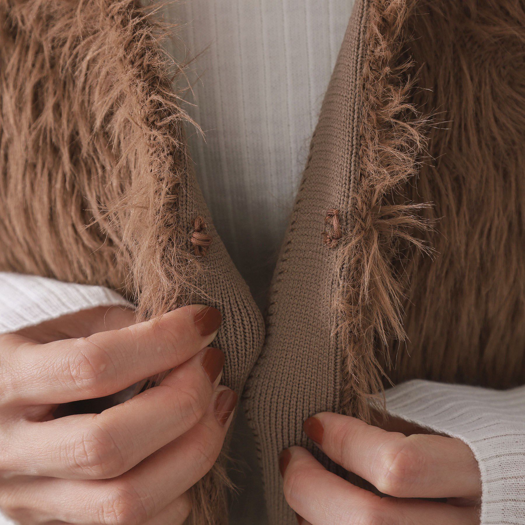 OPAQUE.CLIP「《andGIRL掲載》シャギーニット ショートベスト【洗濯機OK】」|ベスト・ジレ|