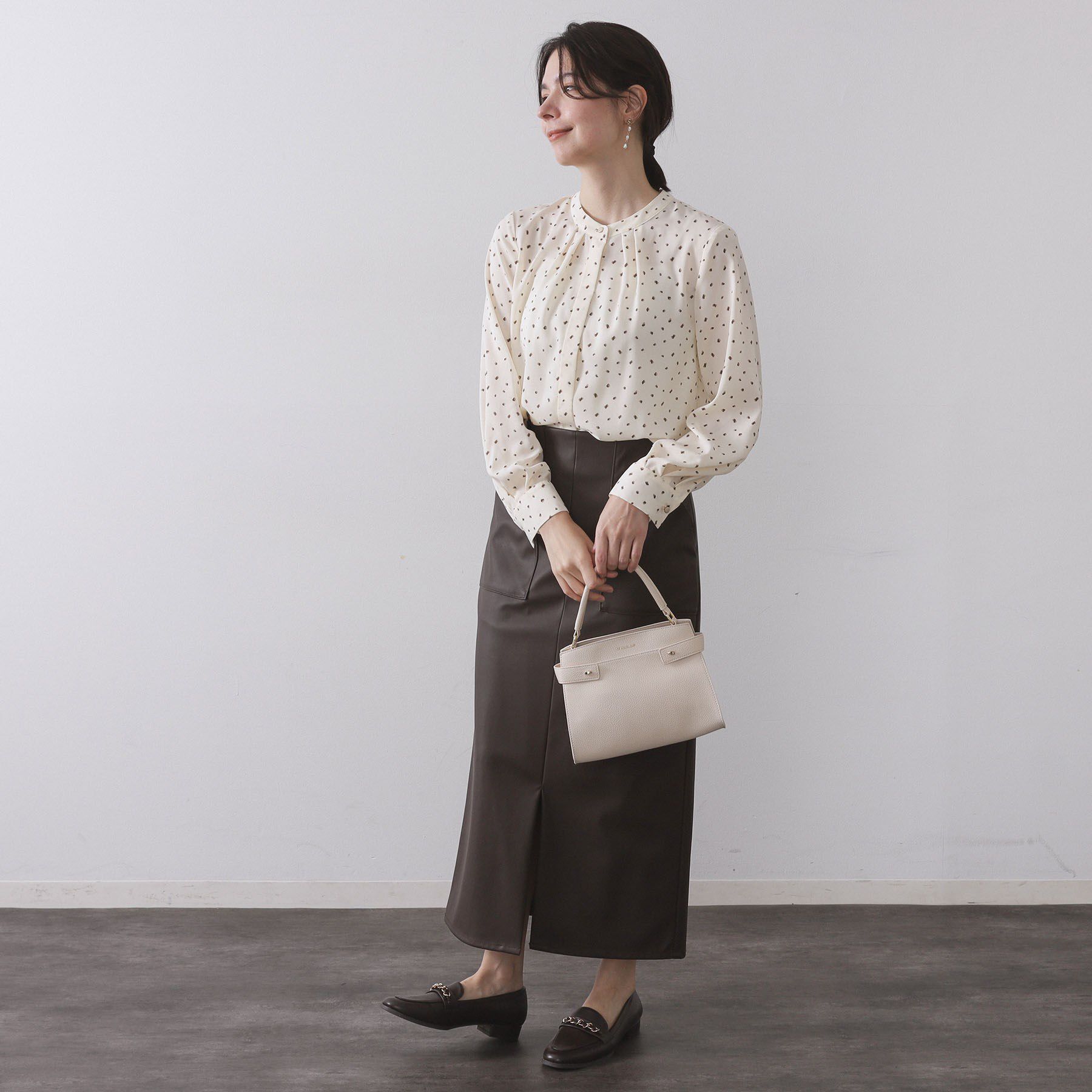 OPAQUE.CLIP「プリント柄タックデザインブラウス【洗濯機OK】」|シャツ・ブラウス|