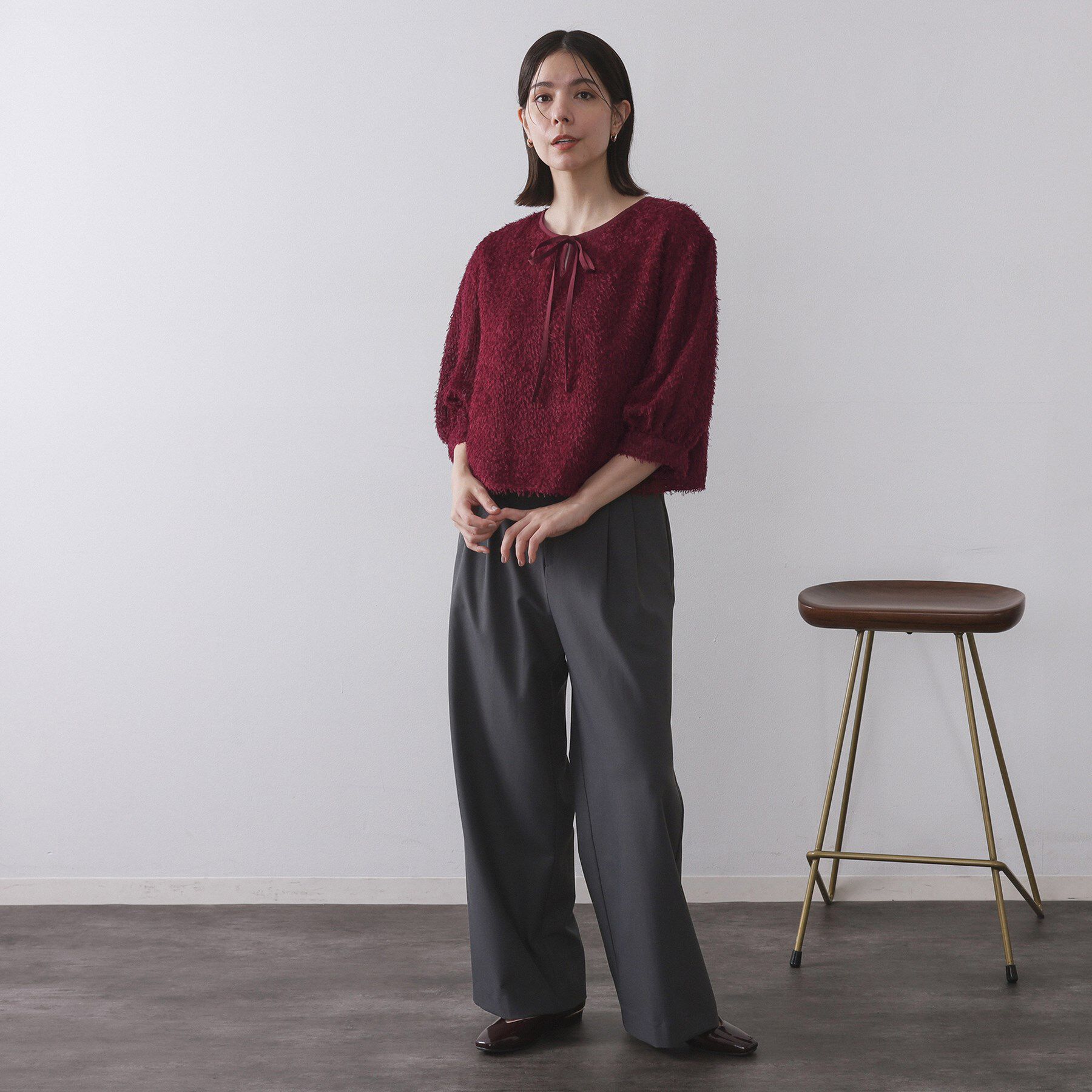 OPAQUE.CLIP「前後2WAY　シアーフリンジジャカードブラウス【洗濯機OK】」|シャツ・ブラウス|