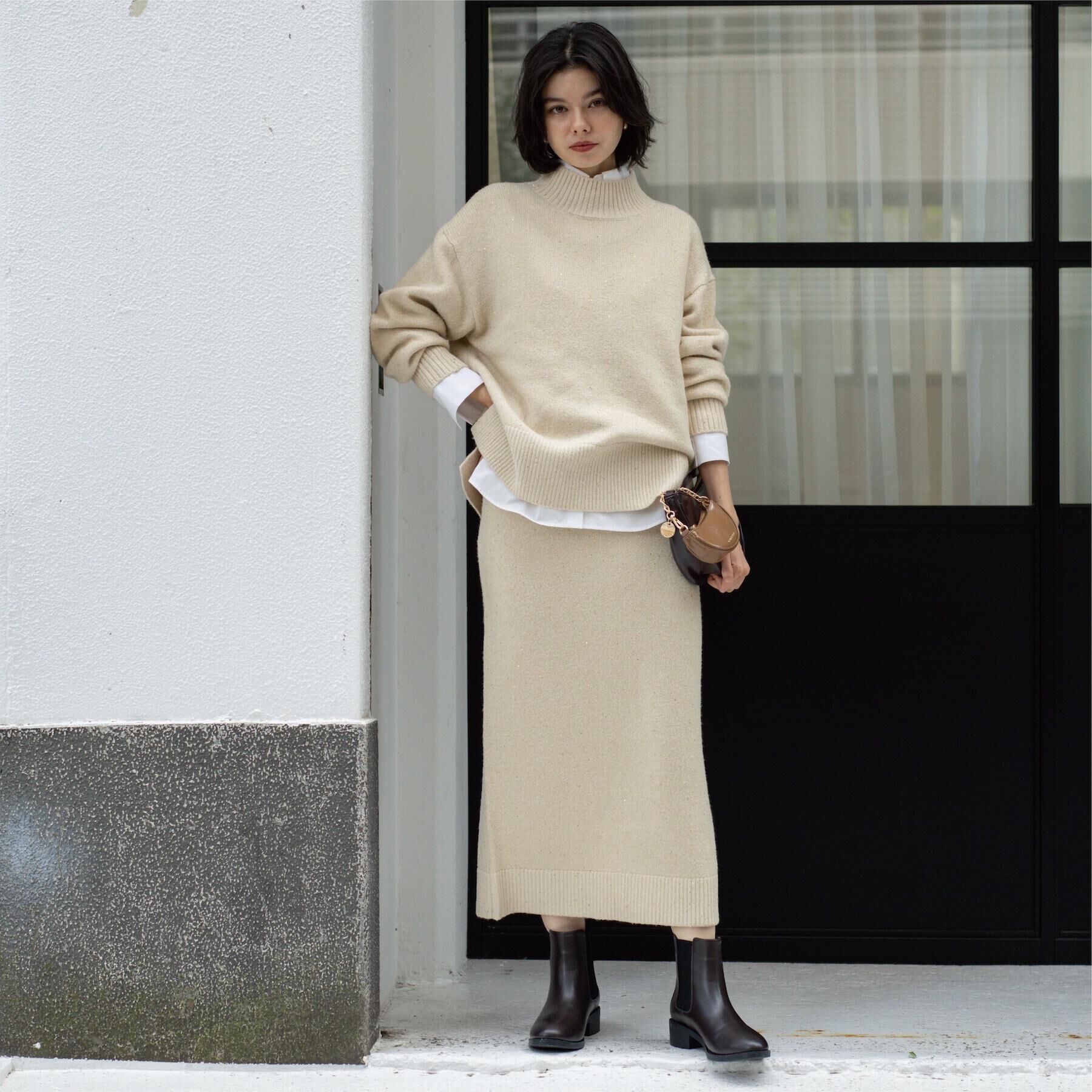 OPAQUE.CLIP「ラメスパンコールナロースカート/セットアップ対応可【洗濯機OK】」|スカート|